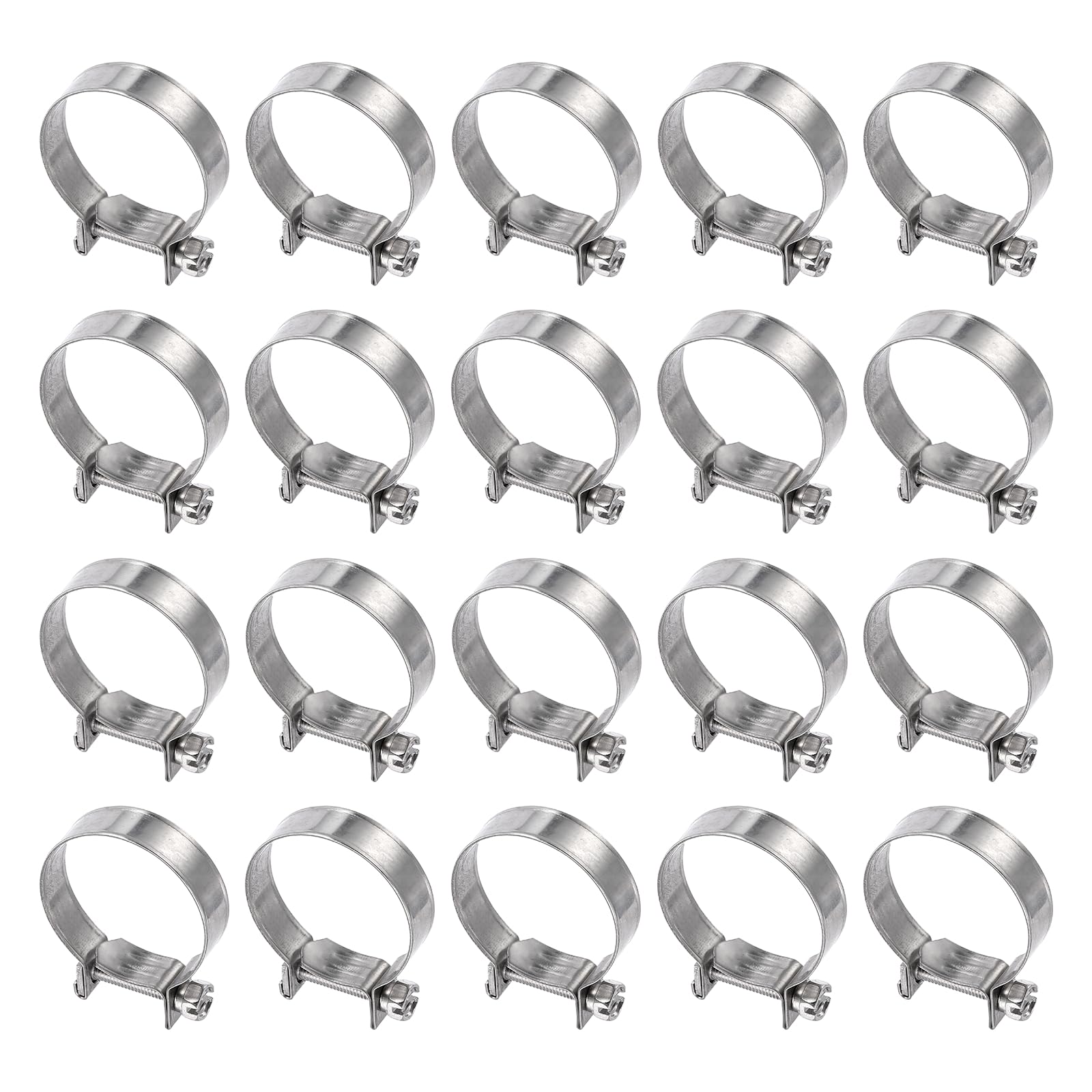 sourcing map 20pcs Fuel Injection Hose Clamp 29-31mm Adjustable 304 Stainless Steel Mini Gas Line Hose Clamp for Automotive Agriculture Plumbing Diesel Petrol Pipe