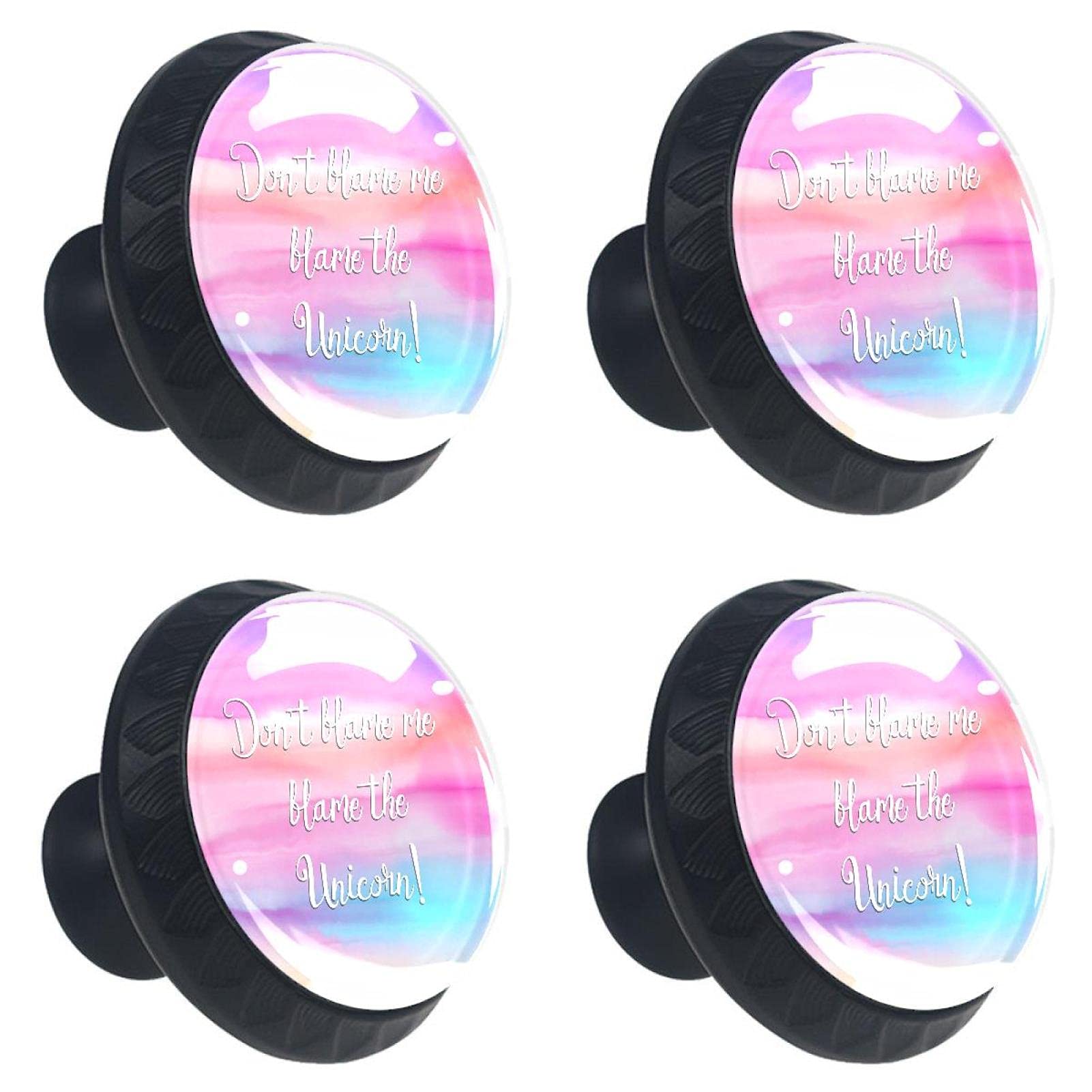 Boutons de tiroir licorne multicolores (lot de 4) en céramique pour meubles de bureau