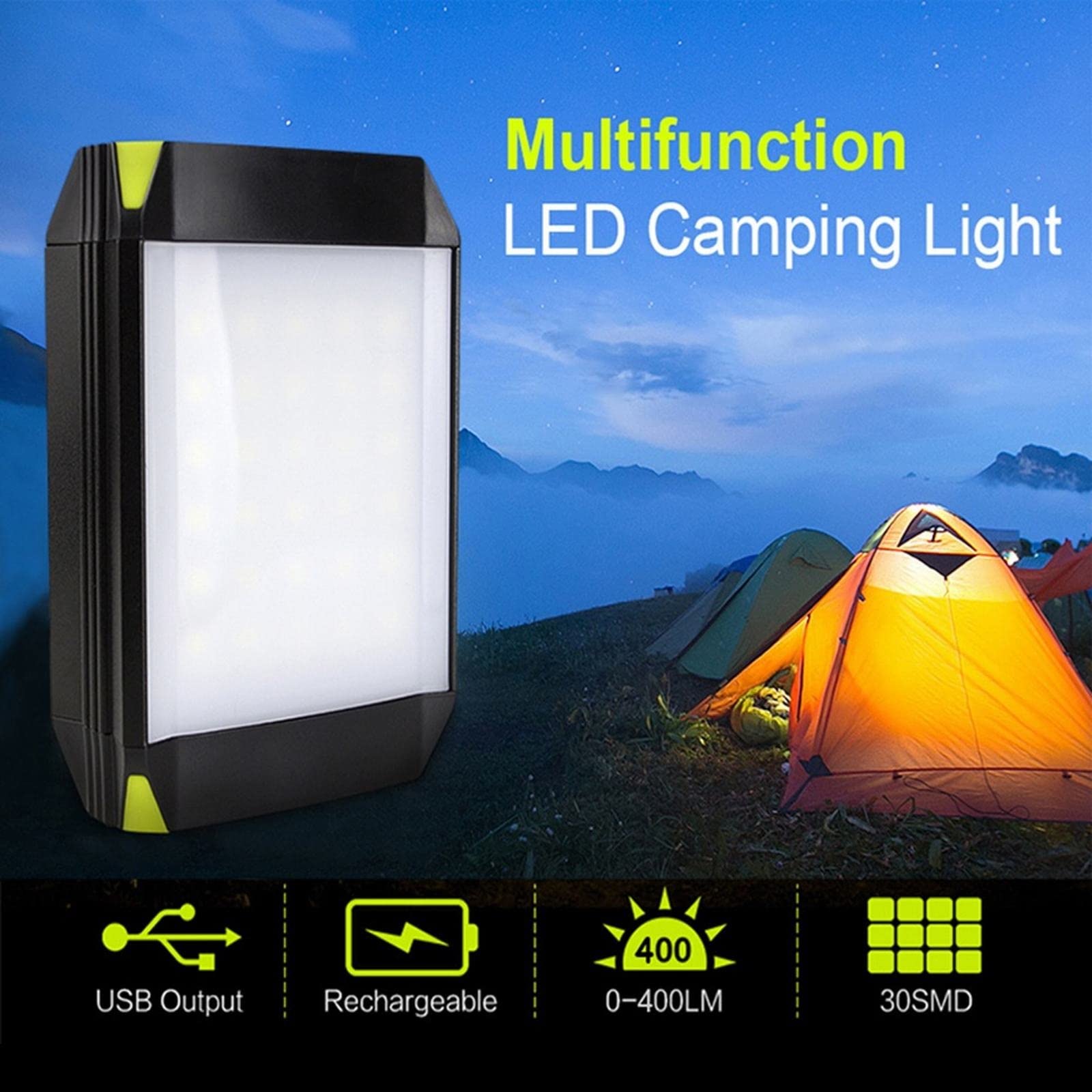 Campeggio Luce 6000mAh Lanterna di Campeggio Ricaricabile USB Led Luce Esterna 5 Modalità Multi Funzione Hang Banca di Potere
