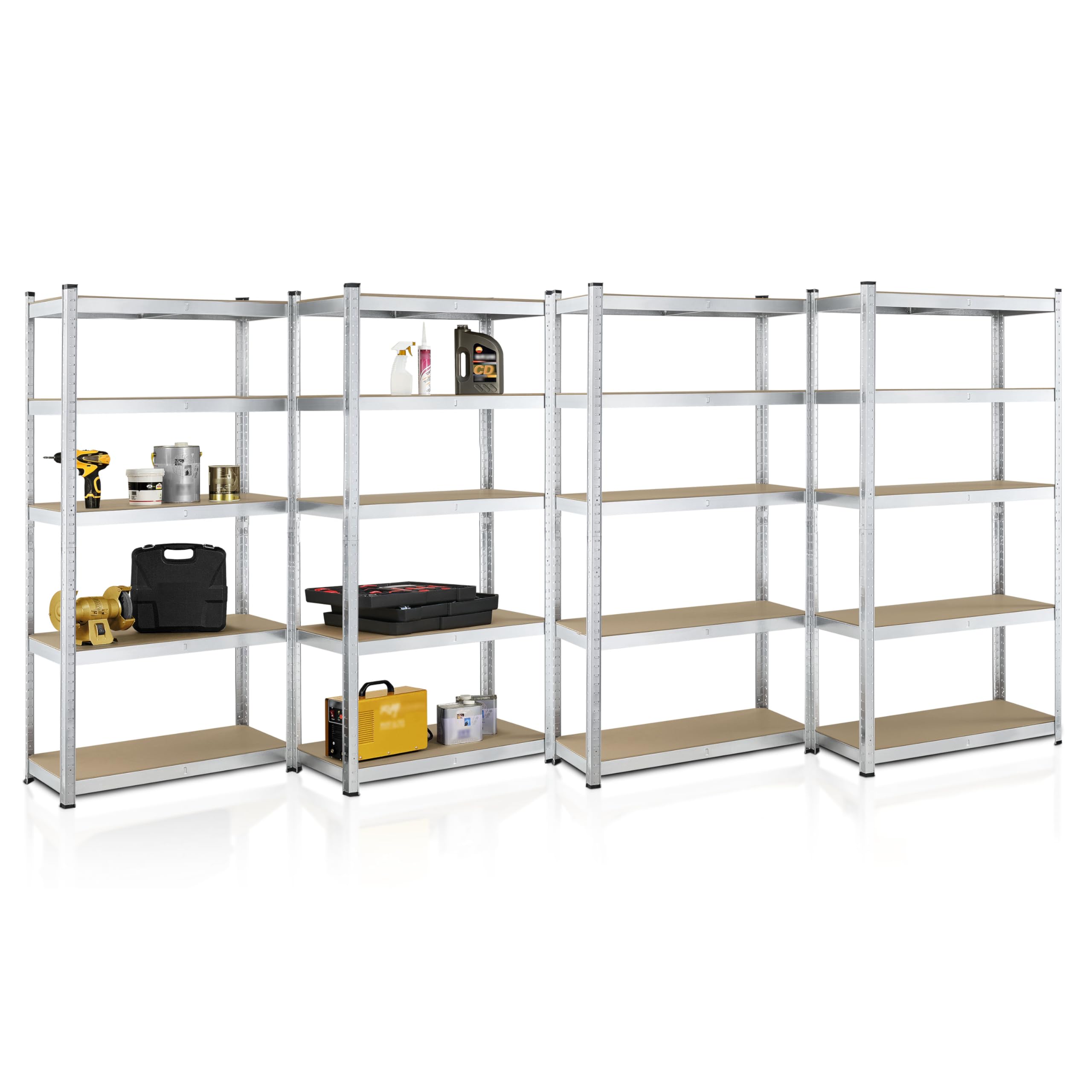 Juskys 6er-Set Lagerregal Basic 6X 180x90x40cm (HxBxT) - 5250 kg - 30 Böden - Schwerlastregal Steckregal Metall Kellerregal Regalsystem Regal