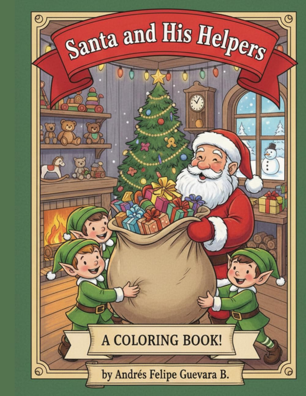 santa and his helpers: coloring book