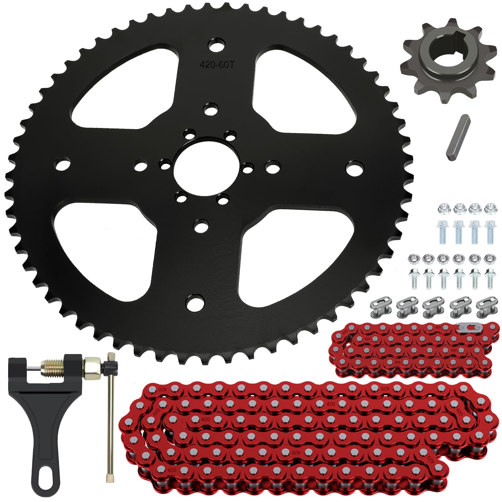 Photo 1 of CILOYU 60T Sprocket 420 Chain with 90 Links Rear Chain Replacement for Mini Bike Coleman BT200X CT200U-EX CT200U CT100U CC100X Baja MB200 Doodlebug DB30 Predator 212 196cc Parts 42 Links (40mm Bore)