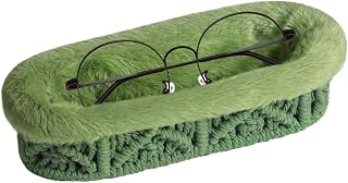 Green oval OPULANE plush-lined eyeglass holder