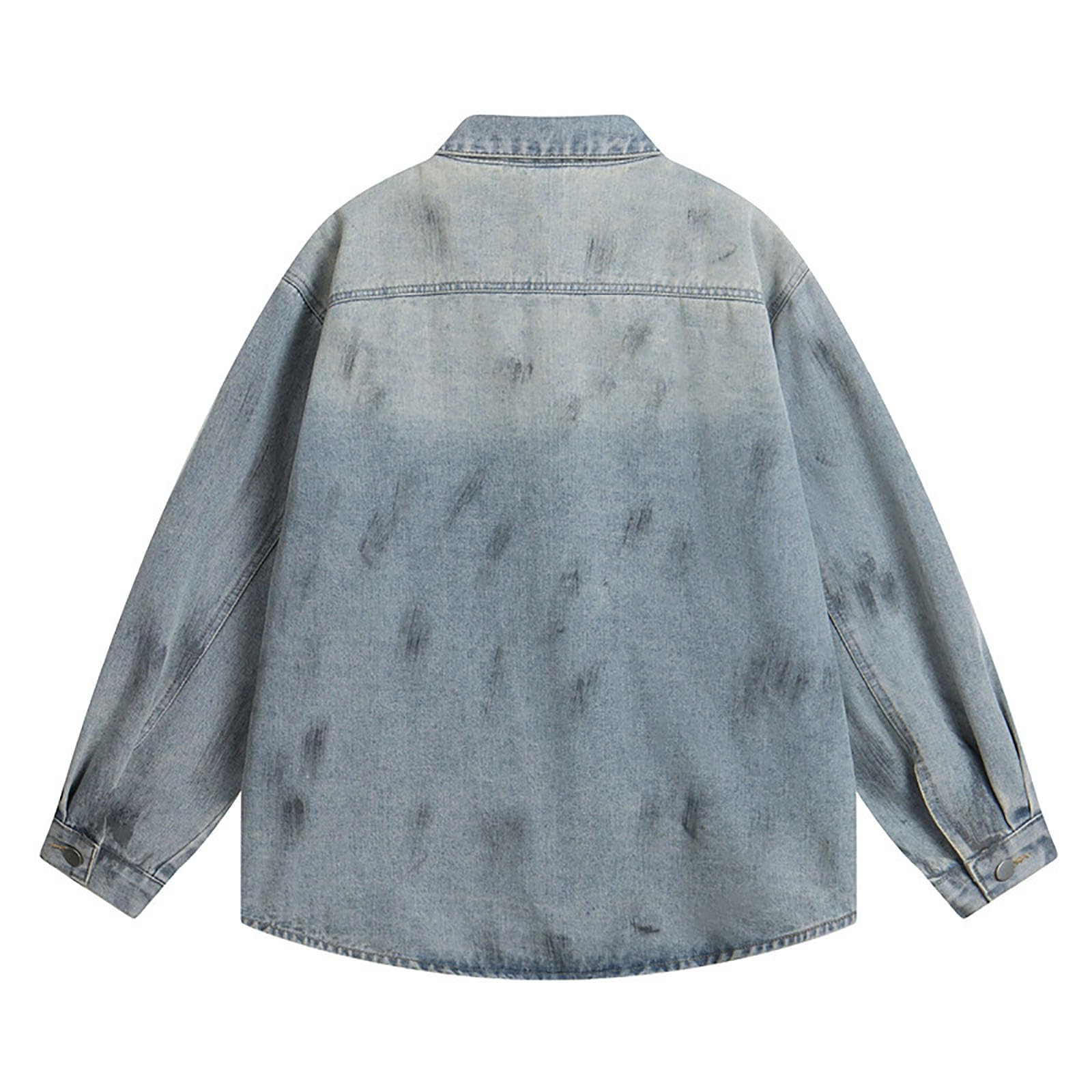 Giubbotto Jeans Uomo Giacca di Denim Mezza Stagione Giacchetto Oversize Casual Abbigliamento Cowboy Giubbino Autunnali Primaverile