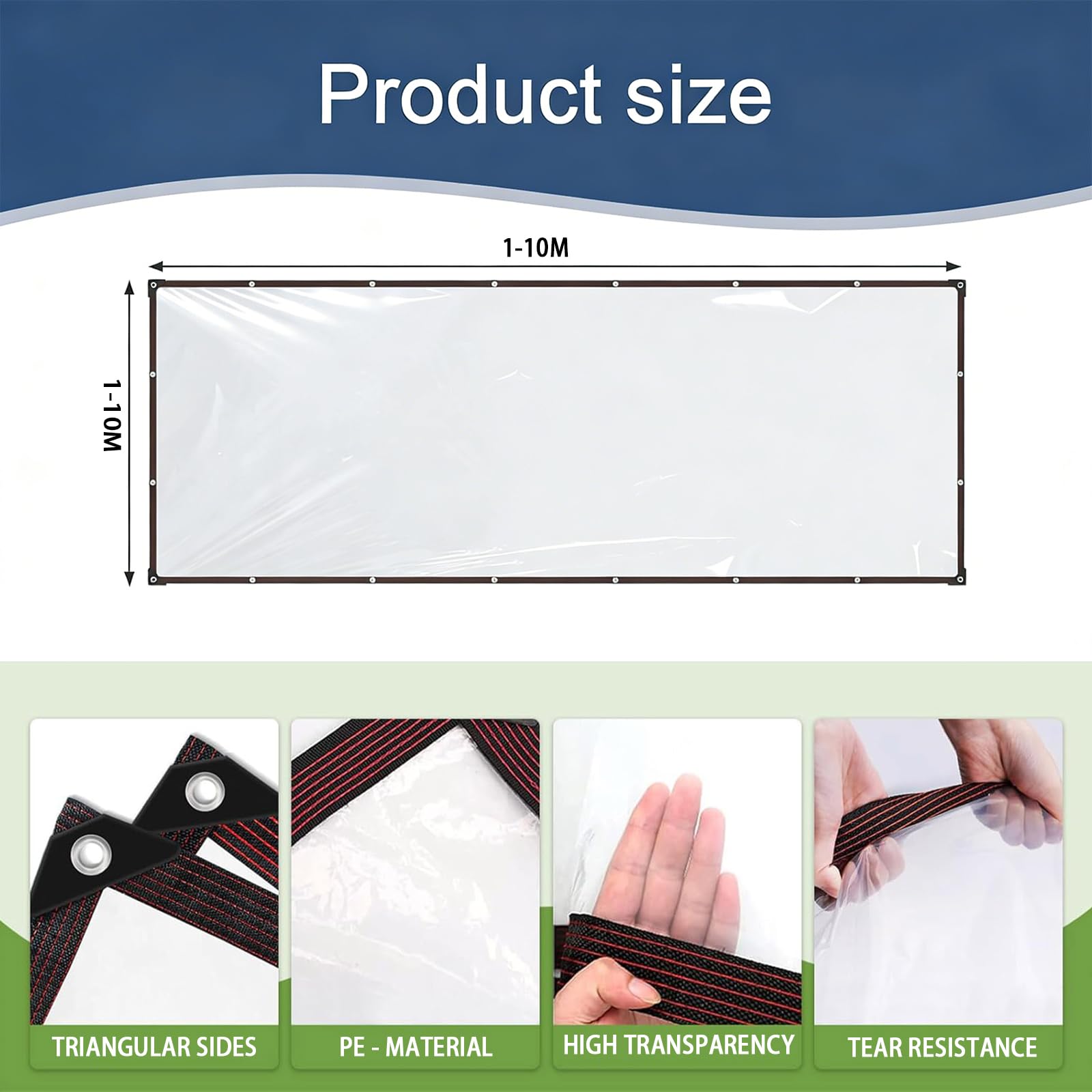 Gewebeplane 405 x 980 cm 80 G M², Durchsichtig UV Best Ndig, Wetterfest, Beständige & Reißfeste, Wind- Und Staubschutz, Transparent Plane mit Ösen, Allzweckplane für Außen, farblos