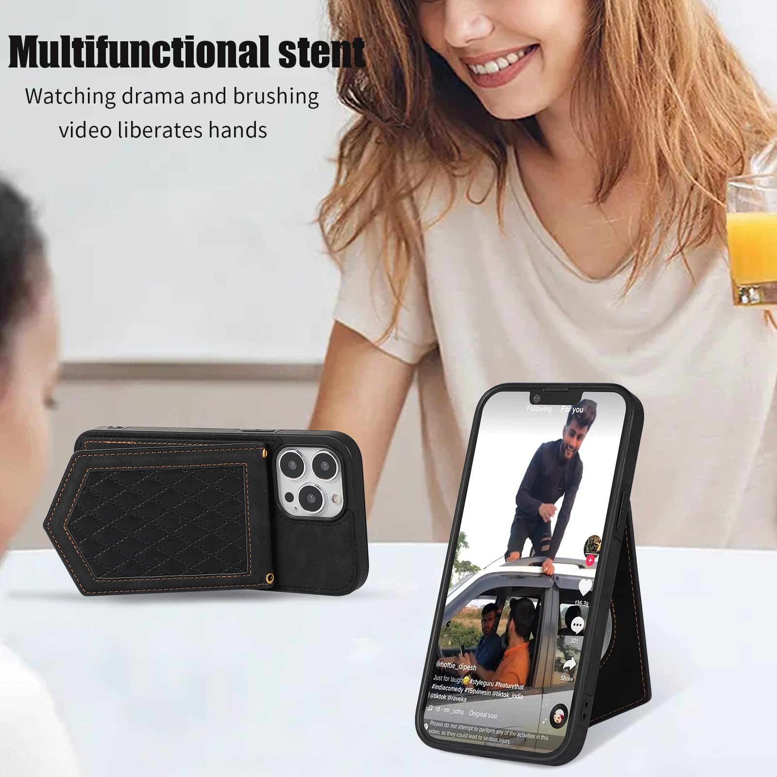 Custodia IPhone 14 Pro Max Con Portafoglio E Supporto: Asuwish In Pelle Con Portacarte, Cover Con Anello E Pellicola In Vetro Inclusa | Rosso, Protezione 360°
