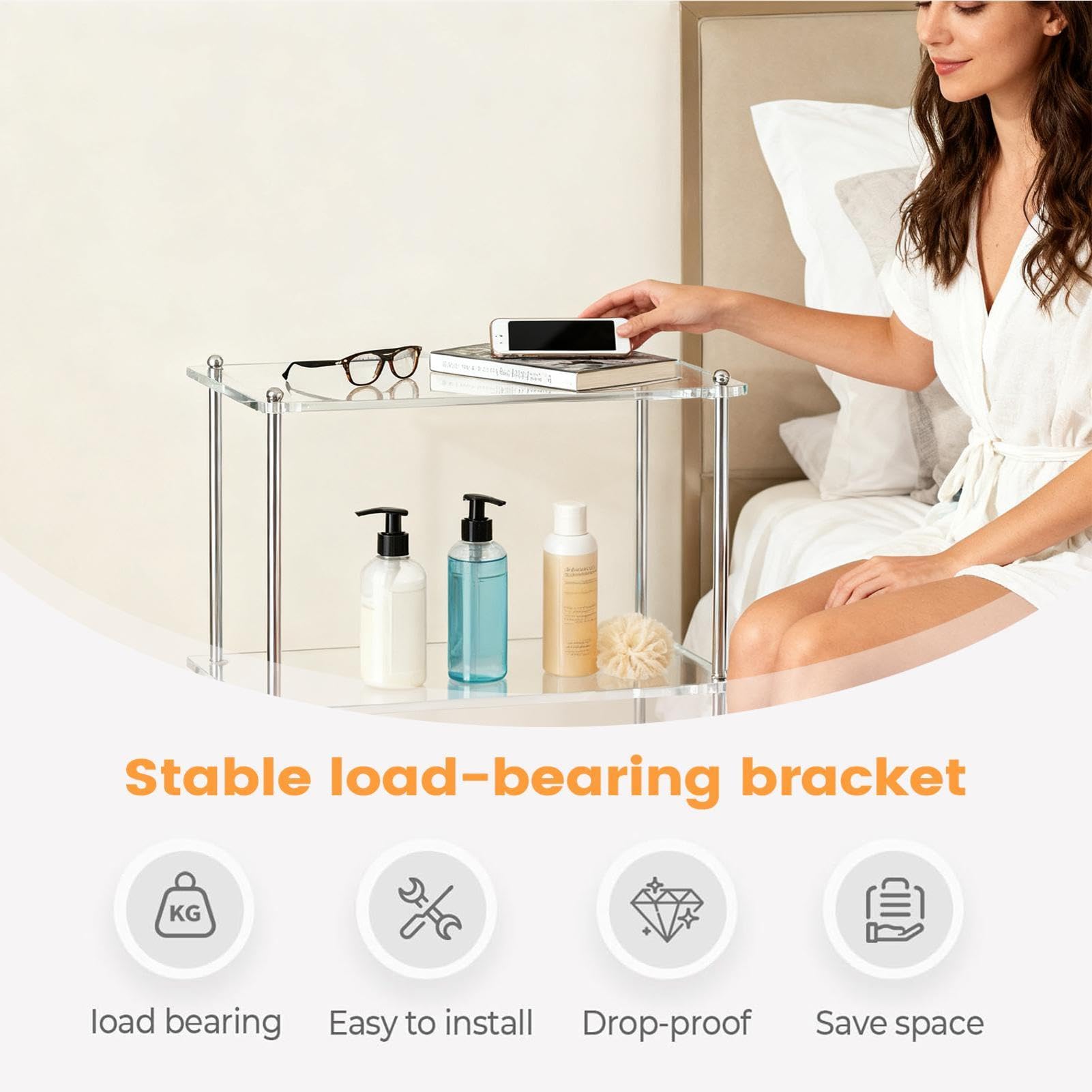 de Acrílico con Ruedas Carrito De Servir De 3 Niveles | Rodante Almacenamiento para Bar para Hogar Cocina Baño Comedor Oficina Boda Hotel Restaurante Escuela Propietarios