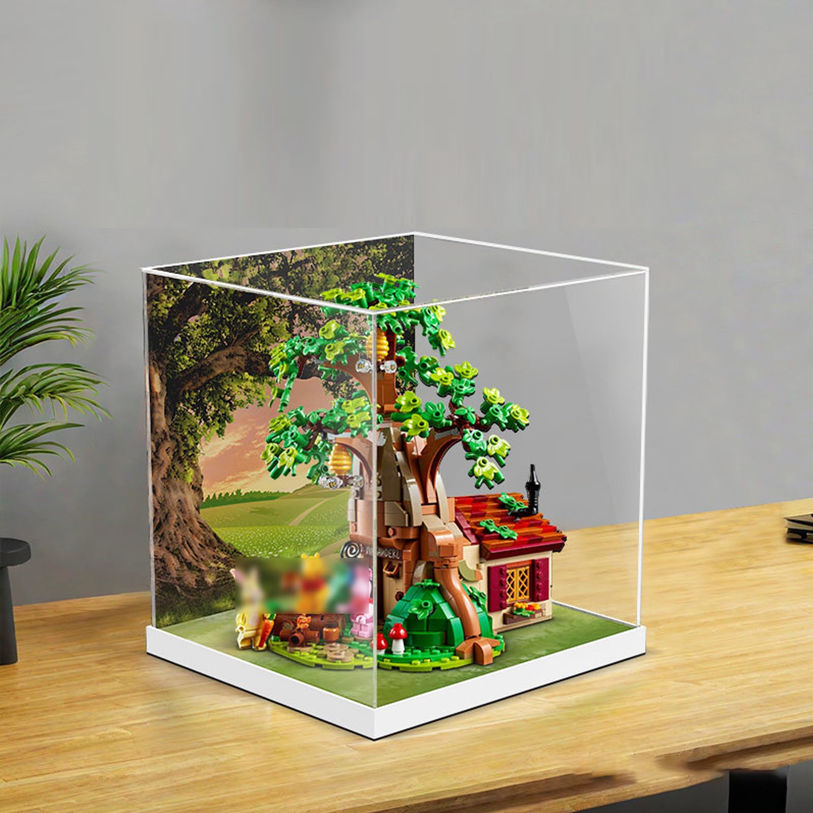 Acrylic Display Case for Lego 21326 Winnie The Pooh; ONLY Display Case,For Lego Model NOT Included (Background spray painting model-B)