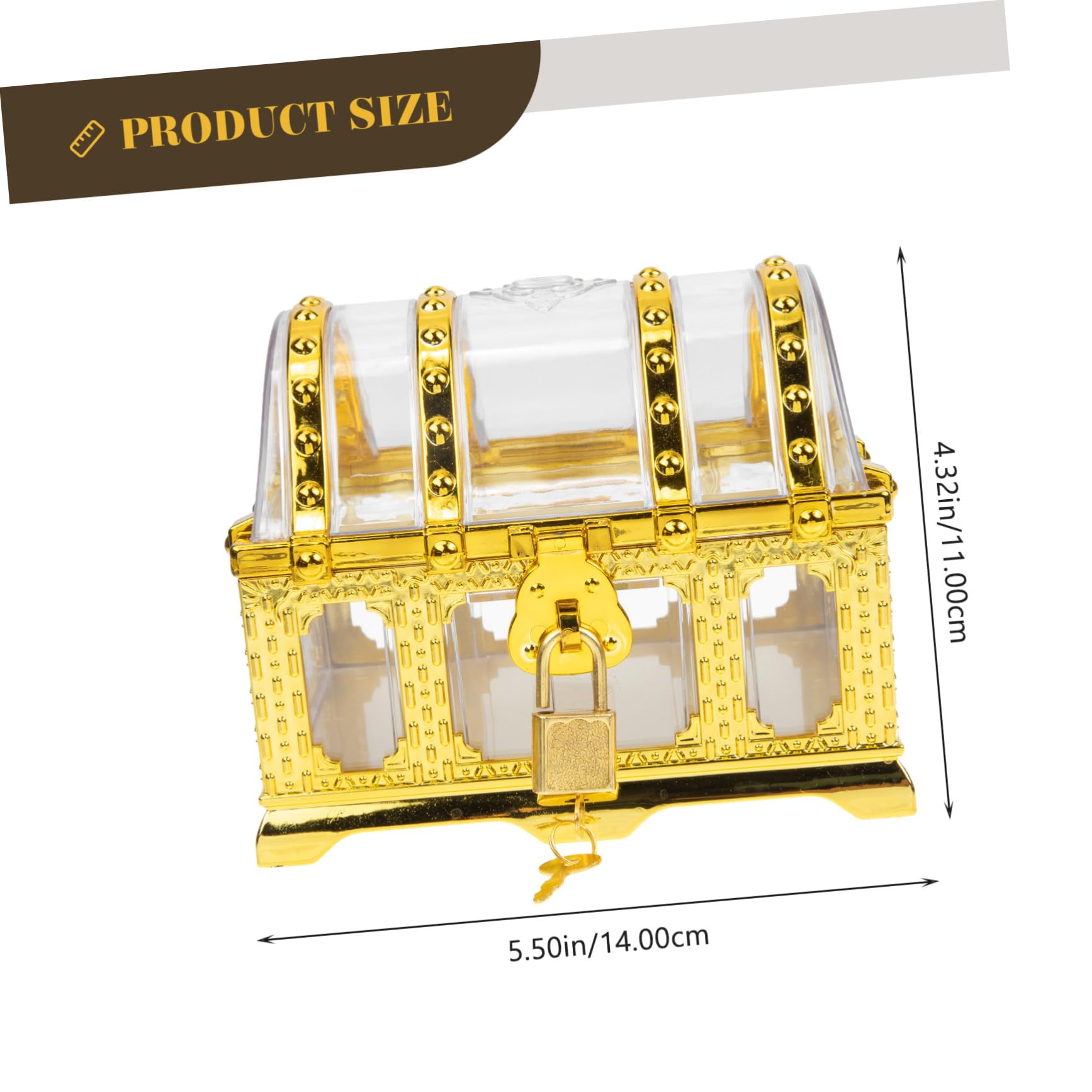 Cabilock Plastic Transparent Pirate Treasure Chest Box Organizer for Jewelry Decorations for Treasure Hunts Halloween present Giving