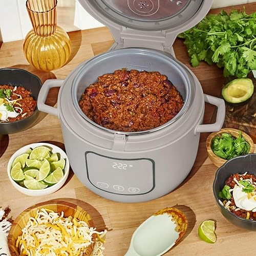 Miniatura 9 de Hermosa olla eléctrica de arroz y cereales de 14 tazas, revestimiento antiadherente de cerámica, olla de arroz digital y olla de cocción lenta,