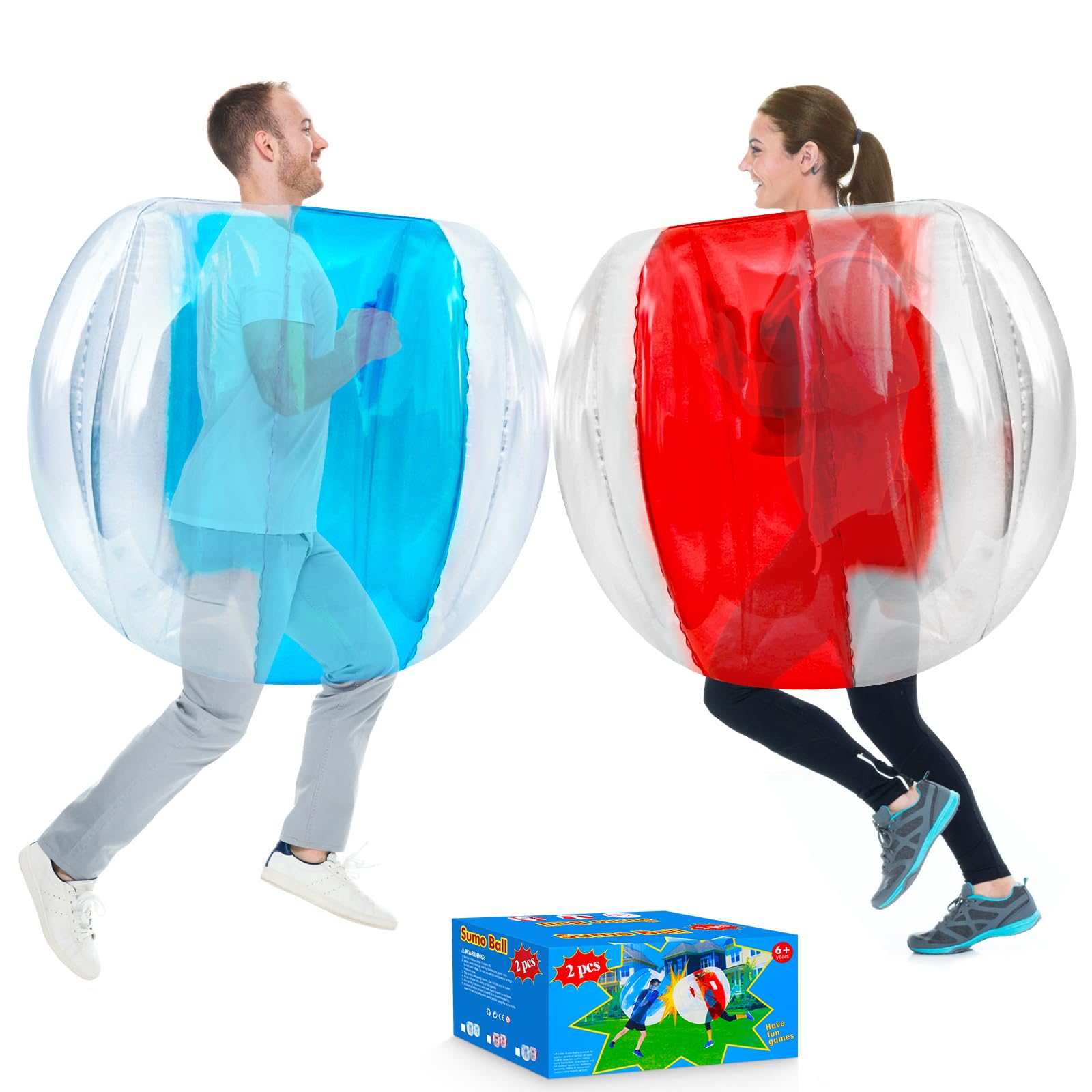 X XBEN Inflatable Buddy Bumper Balls 2pcs, Kids Soccer Ball Giant Human Hamster Knocker Ball Body Zorb Ball for Adults, Outdoor Team Gaming Play. 36inch/47inch