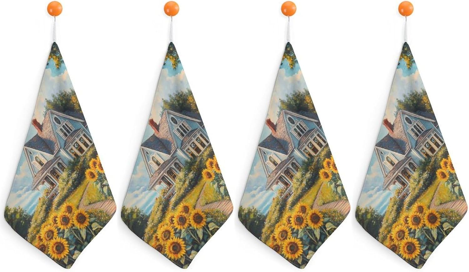 House Sunflower Towel Hand Towels Decorative Towel for Bathroom Kitchen Shower Gym 4PCS
