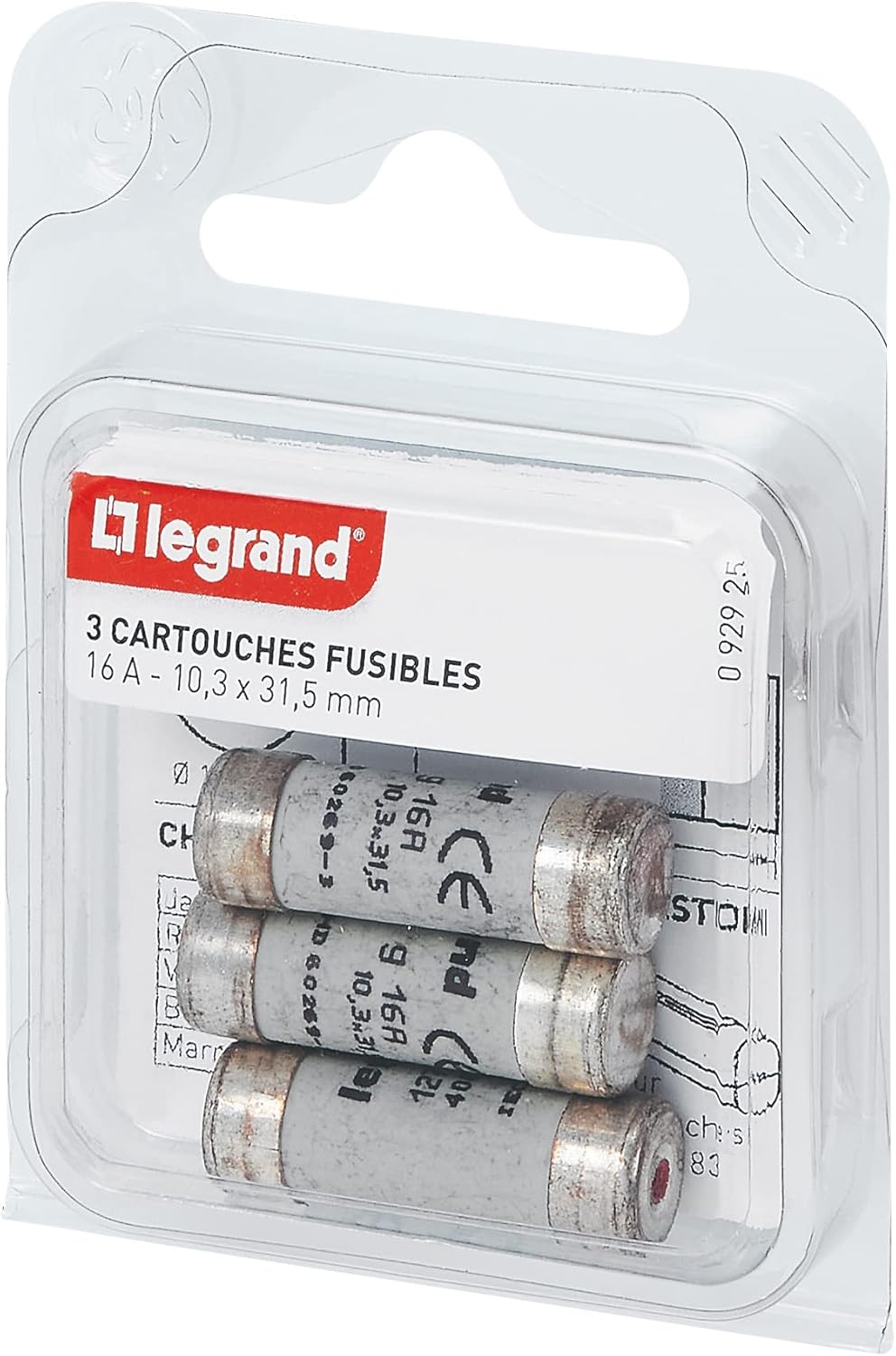 Legrand LEG92925 Cartridge Fuses 16 A / 10.3 x 31.5 mm/Set of 3