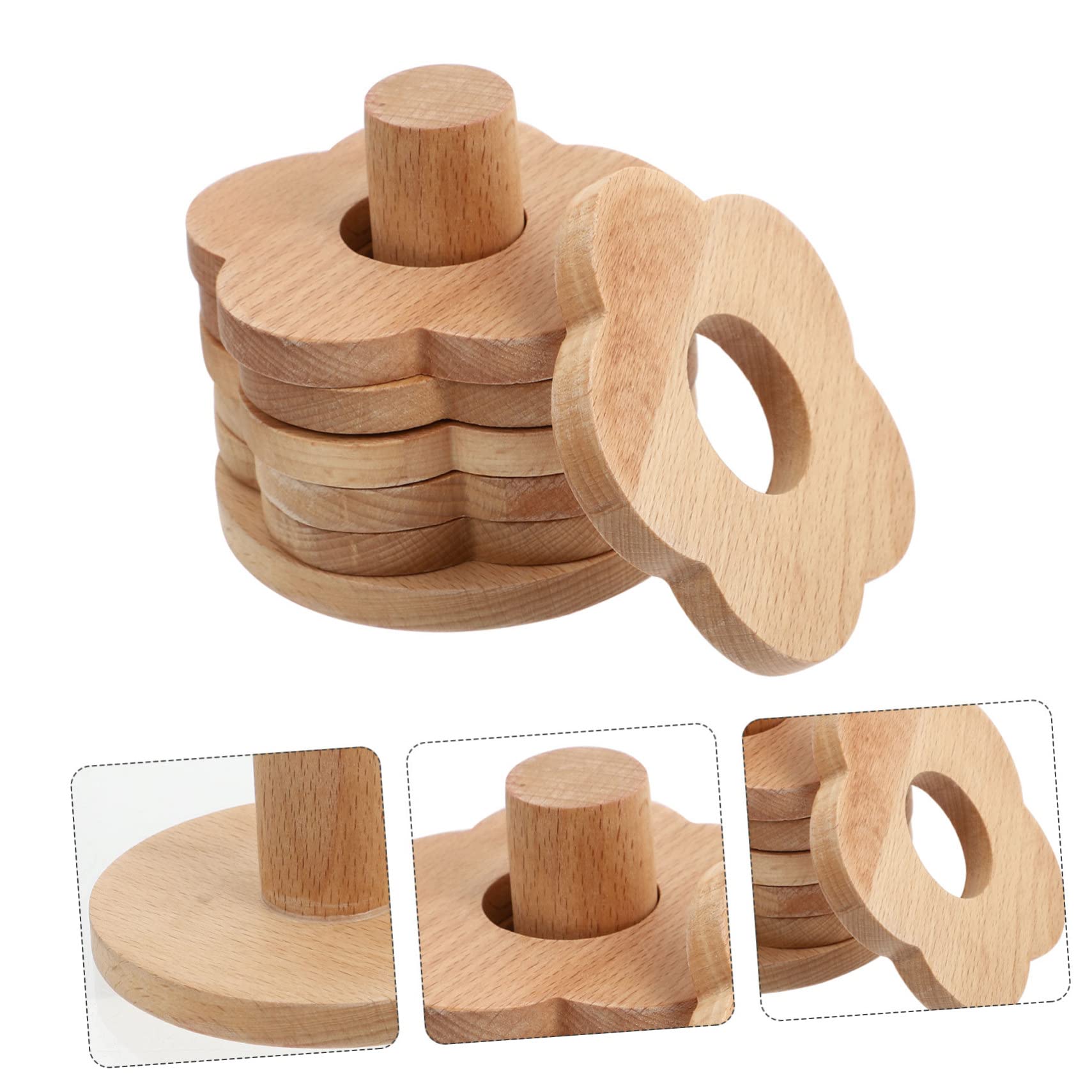 Holz Untersetzer in Khaki, Blumenförmig, für Gläser und Tassen