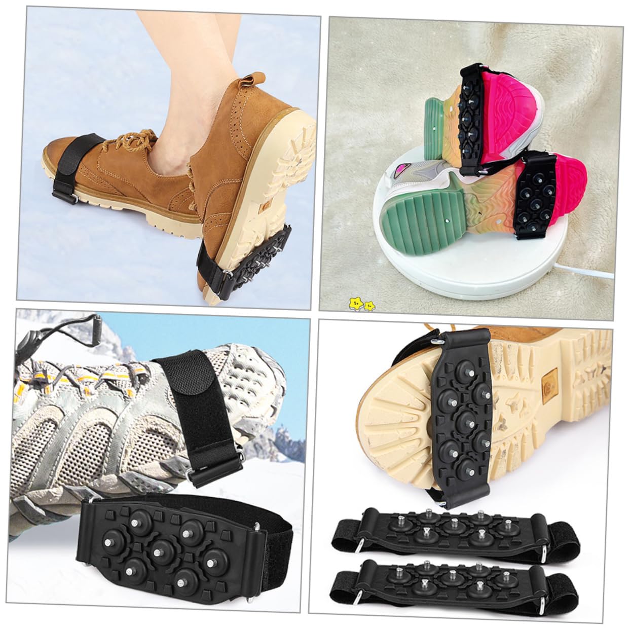 Toyvian Cramponi Antiscivolo per Scarpe Denti Regolabili Grip per Neve e Ghiaccio Design e Portatile per Donne e Adatti e Scarpe