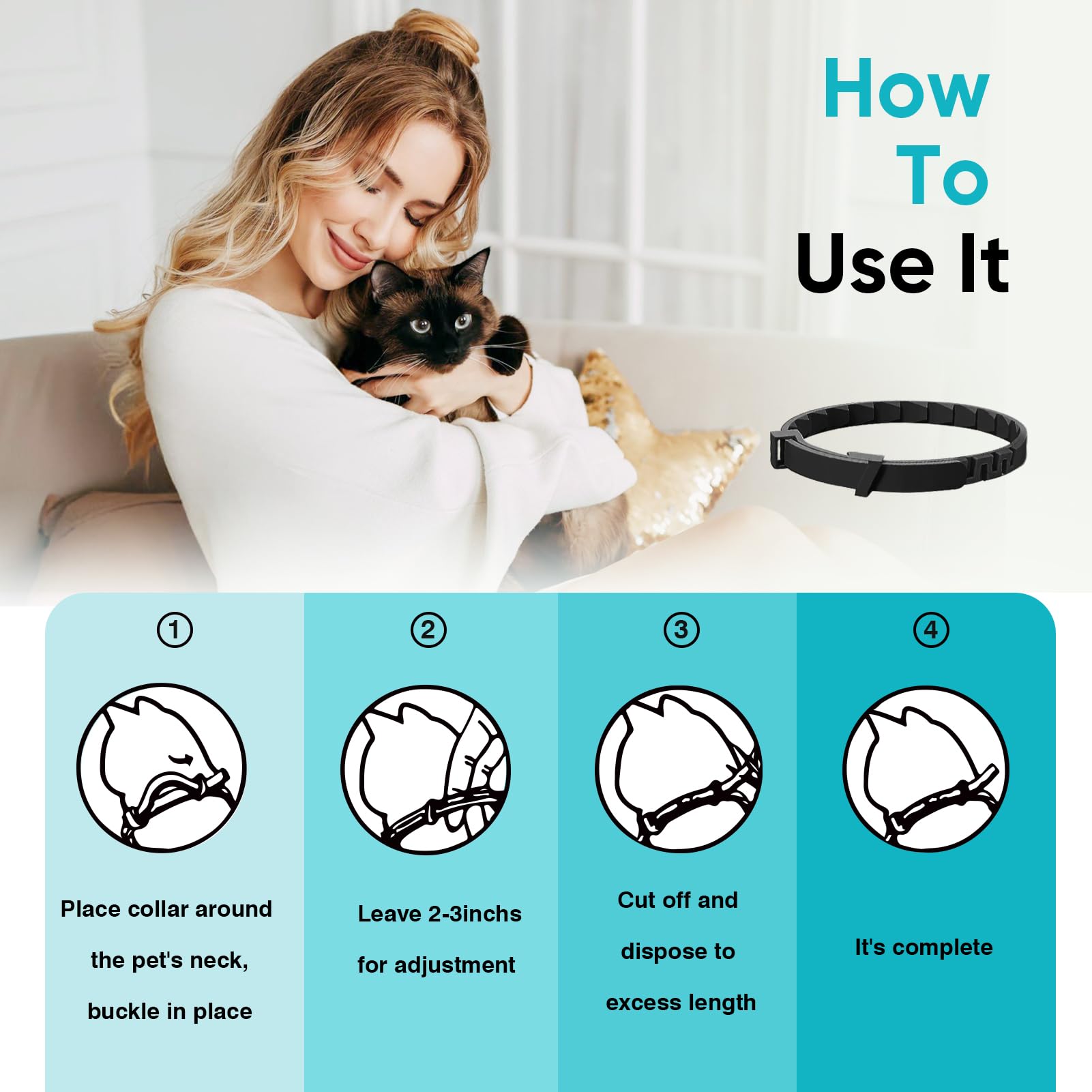 Calming Collar for Cats 6 Pack Cat Calming Pheromones Collar Stress and Anxiety Relief for 30 Days Pheromone Collars Adjustable Calm Care Products Anti Aggression Stop Meowing Relaxer for Cats in Heat - image 6