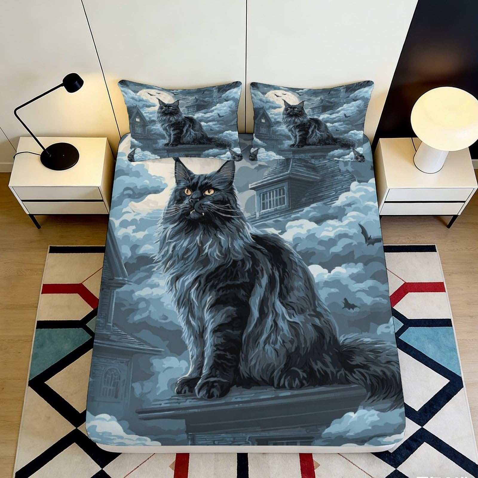 3D Printed Sakura Design Fitted Sheet Microfiber Deep Pocket Bedroom Floral Mattress Fitted Cover Washable for Adults 180x200x25cm