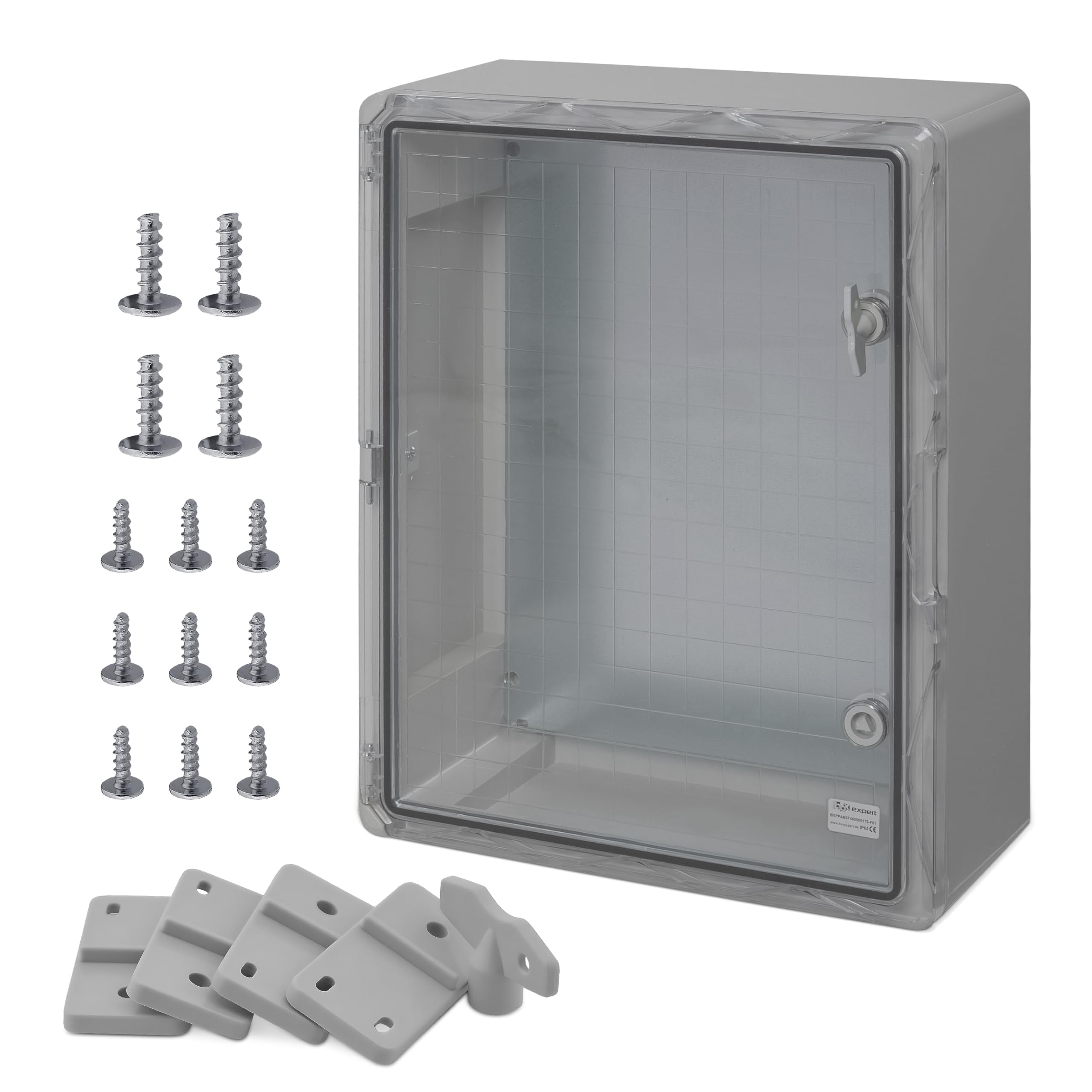 BOXEXPERT Fleet - Armadietto da parete per quadro elettrico, IP65, alloggiamento vuoto in acrilonitrile-butadiene-stirene (ABS), grigio/trasparente, (500 x 400 x 175 mm, con finestrella)