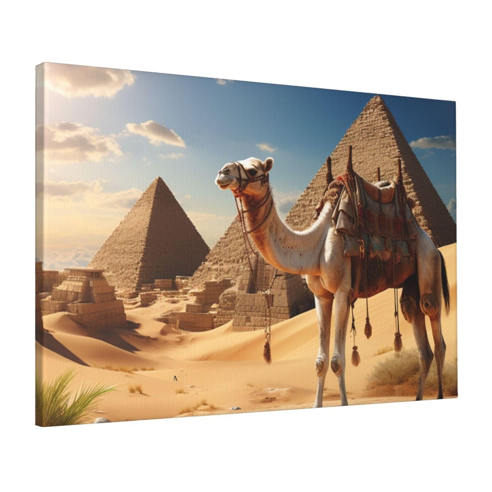 FodPand Canvas Wall Art for Living Room Wall Decor 16"x24" Modern Artwork Painting Pictures Hanging Canvas Prints Camel Desert Aesthetic Wall Art for Bedroom Bathroom Office Wallart Decor