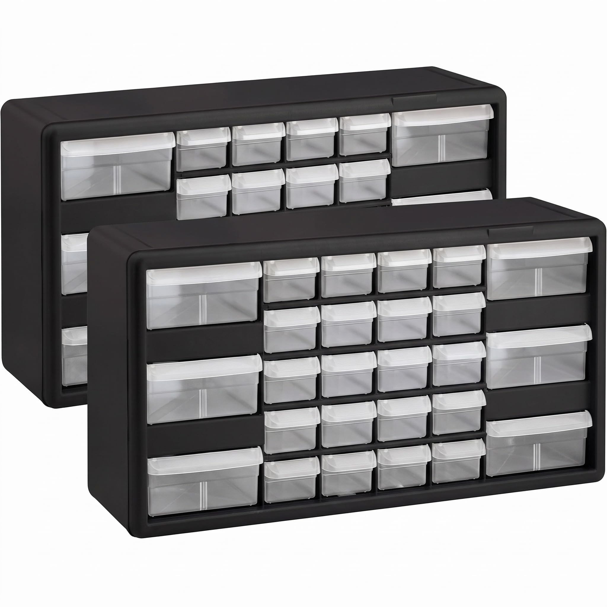 Akro-Mils 26-Drawer Plastic Drawer Storage Cabinet for Garage Organization, Bead Organizer, Building Bricks Storage, Teacher Toolbox, Makeup Organizer, 20-Inch W x 6-Inch D x 10-Inch H, 10126 Black