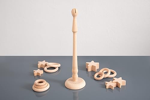 Miniatura 5 de TickiT - 73911 Base de soporte de anillo de madera - Juego heurístico - Piezas sueltas Juguete estilo Montessori - Juguetes naturales para niños
