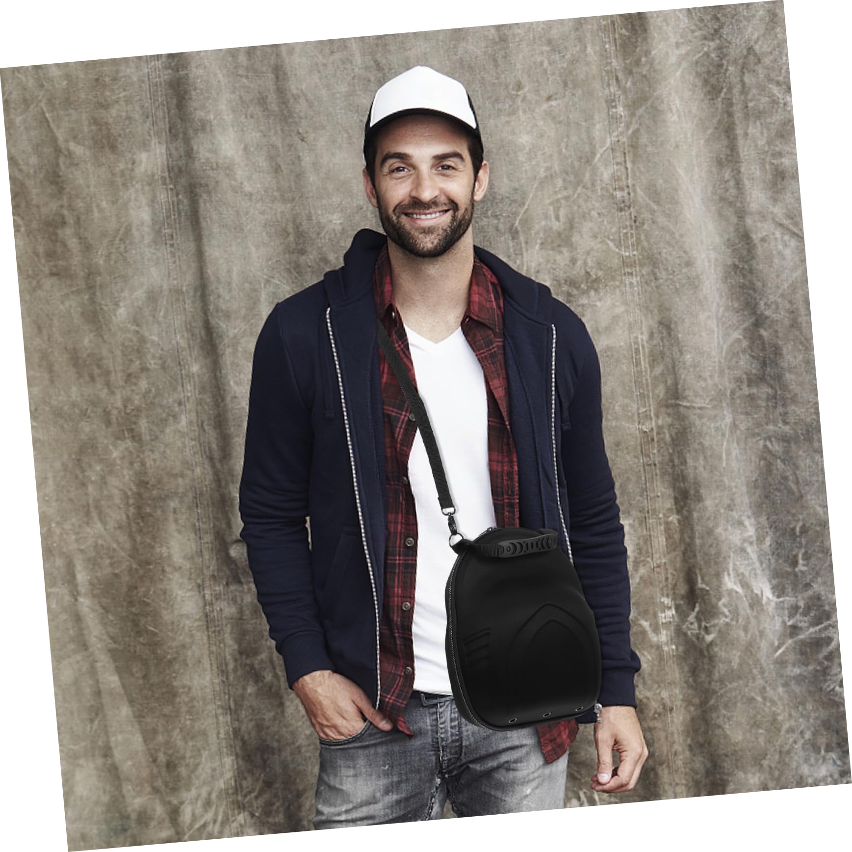 KOMBIUDA Estuche Rígido de Viaje para Gorras de Béisbol, Organizador de Eva con Asa de Transporte y Correa Ajustable Hombro, Negro