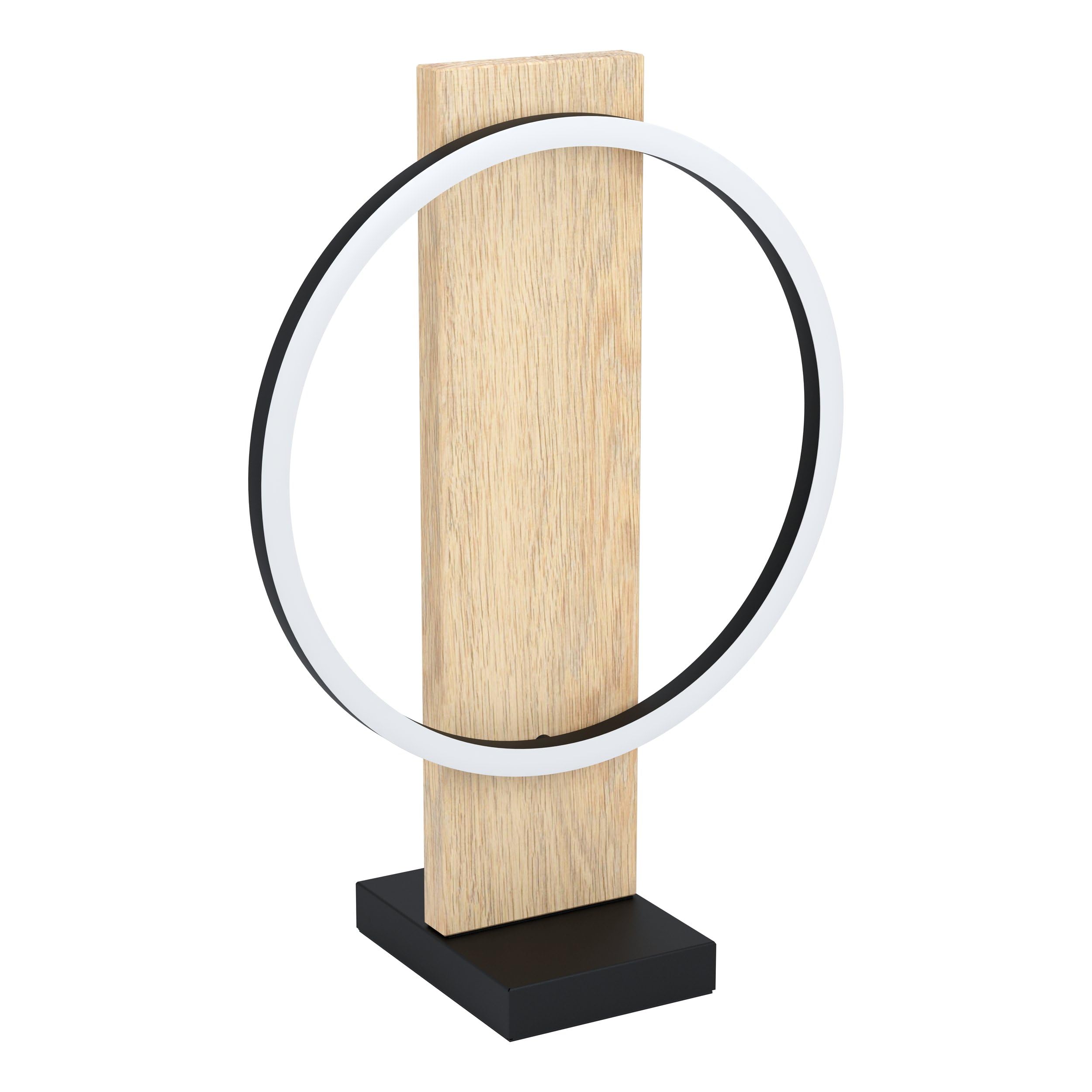 Eglo LED Table lamp Boyal, Bedside lamp Made of Natural Wood, Black Metal and White Plastic, Living Room Lighting, FSC Certified, LED lamp with Switch, Warm White