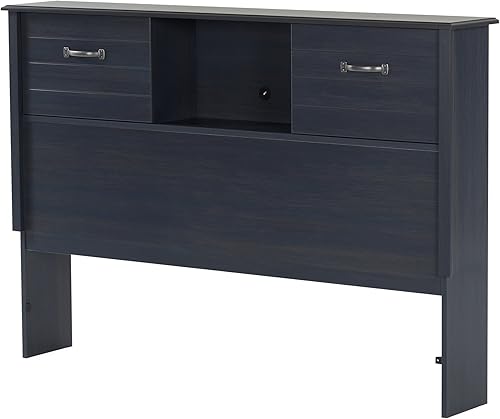 South Shore Ulysses - Cabecero de estantería con puertas, matrimonial, arándanos