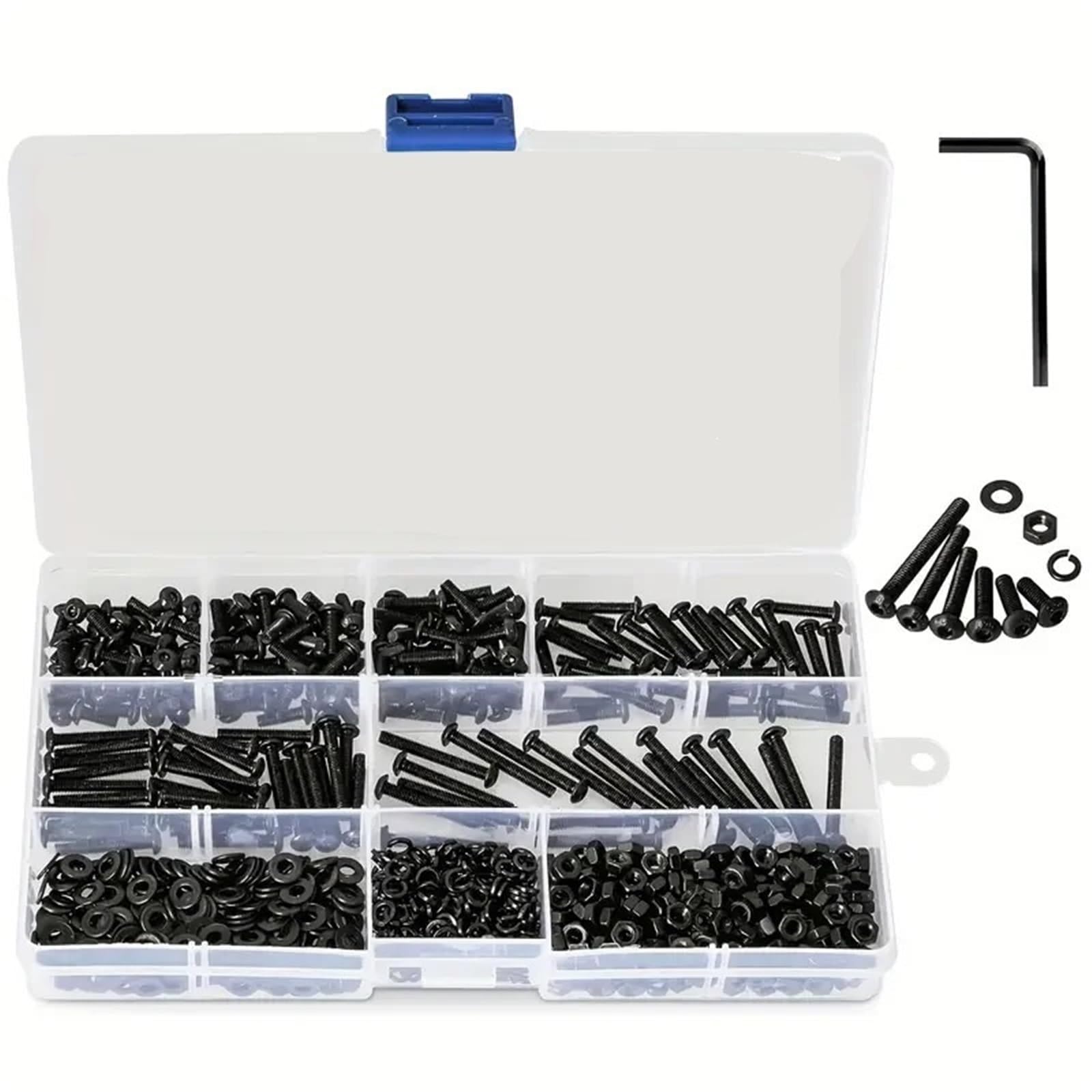 Kit de tornillos y tuercas seis botones M3 8 mm a 25 (800 piezas), gama mejorada acero aleación 10.9 con revestimiento zinc Juego de Tornillos y Tuercas
