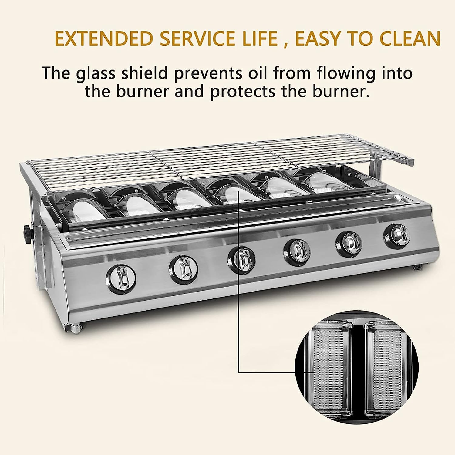 Parrilla De Gas Propano De Mesa Para Exteriores De 6 Quemadores, De Acero Inoxidable Sin Humo Portátil Para Barbacoa, Acampar, Picnics, Jardín y Fiesta