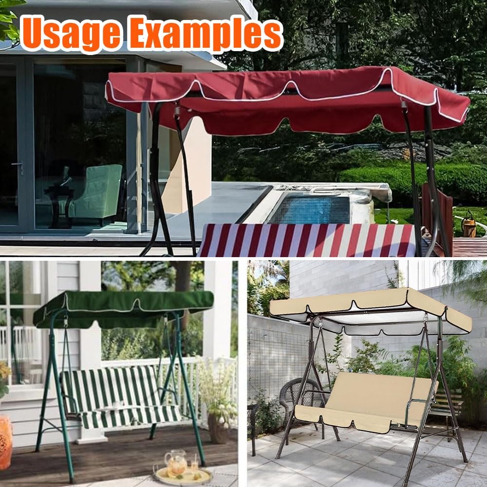 Toldo De Repuesto Para Silla Columpio 164x114cm 195x125cm Cubierta Superior Para Columpio De Jardín Exterior, Techo Recambio Balancin Para Patio(Black,77x49in-195x125cm)