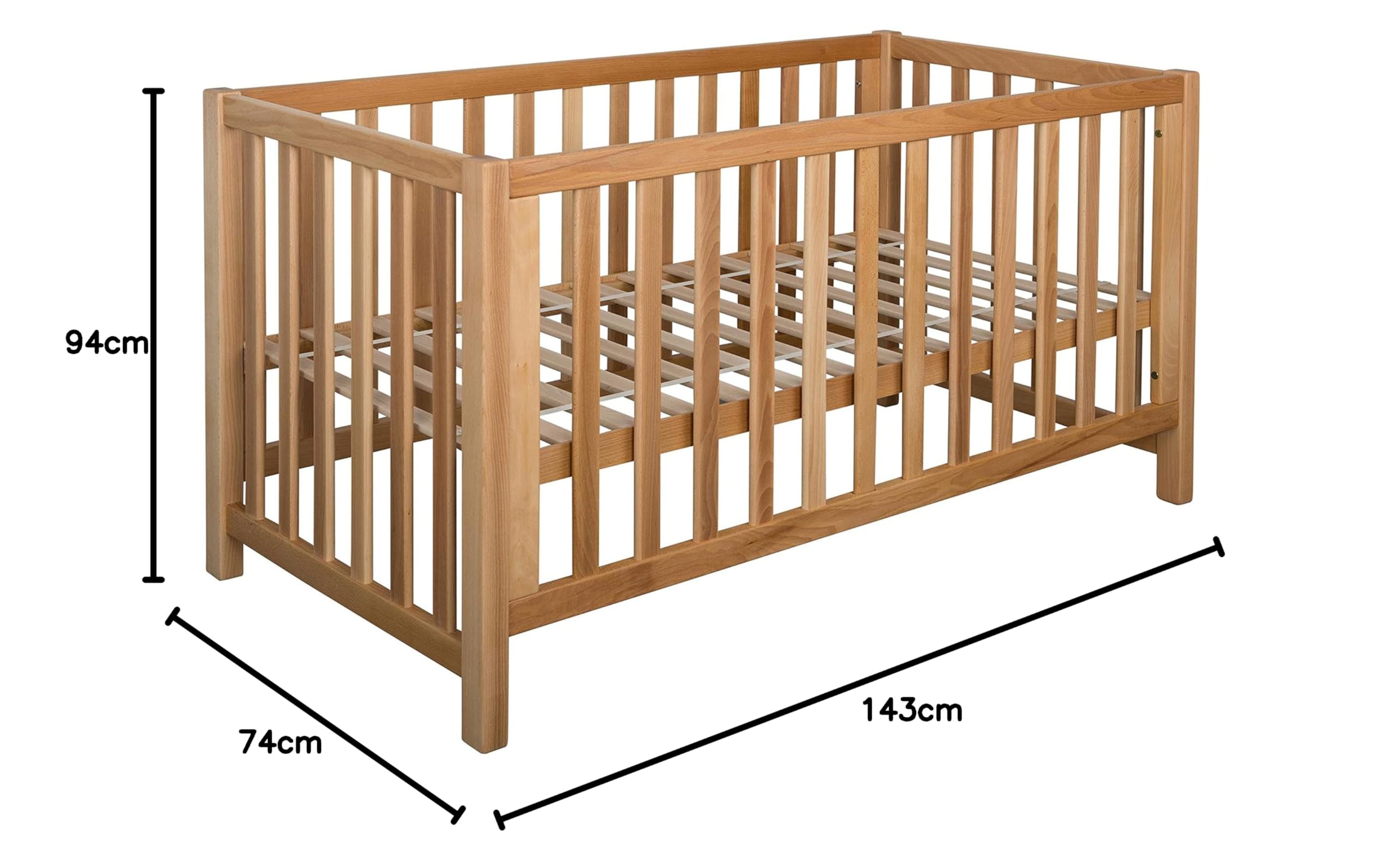 Betten-ABC Bubema Babybett Nils Classic (Größe: 70x140 cm; Farbe: Natur geölt)
