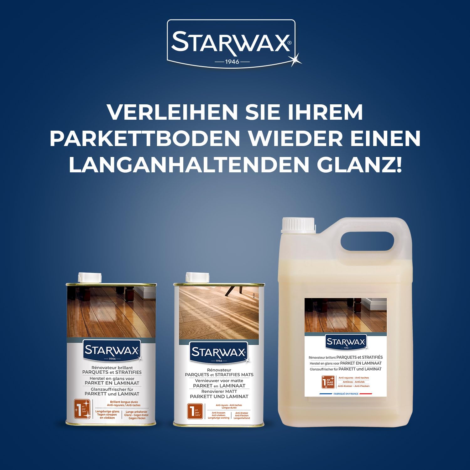 STARWAX - Glanzauffrischer für Parkett - Pflegeprodukt für Parkett - Hält bis zu 1 Jahr an - Lange Glanzwirkung - Gegen Kratzer, gegen Flecken - Rutschfest - - Kanister 1 l
