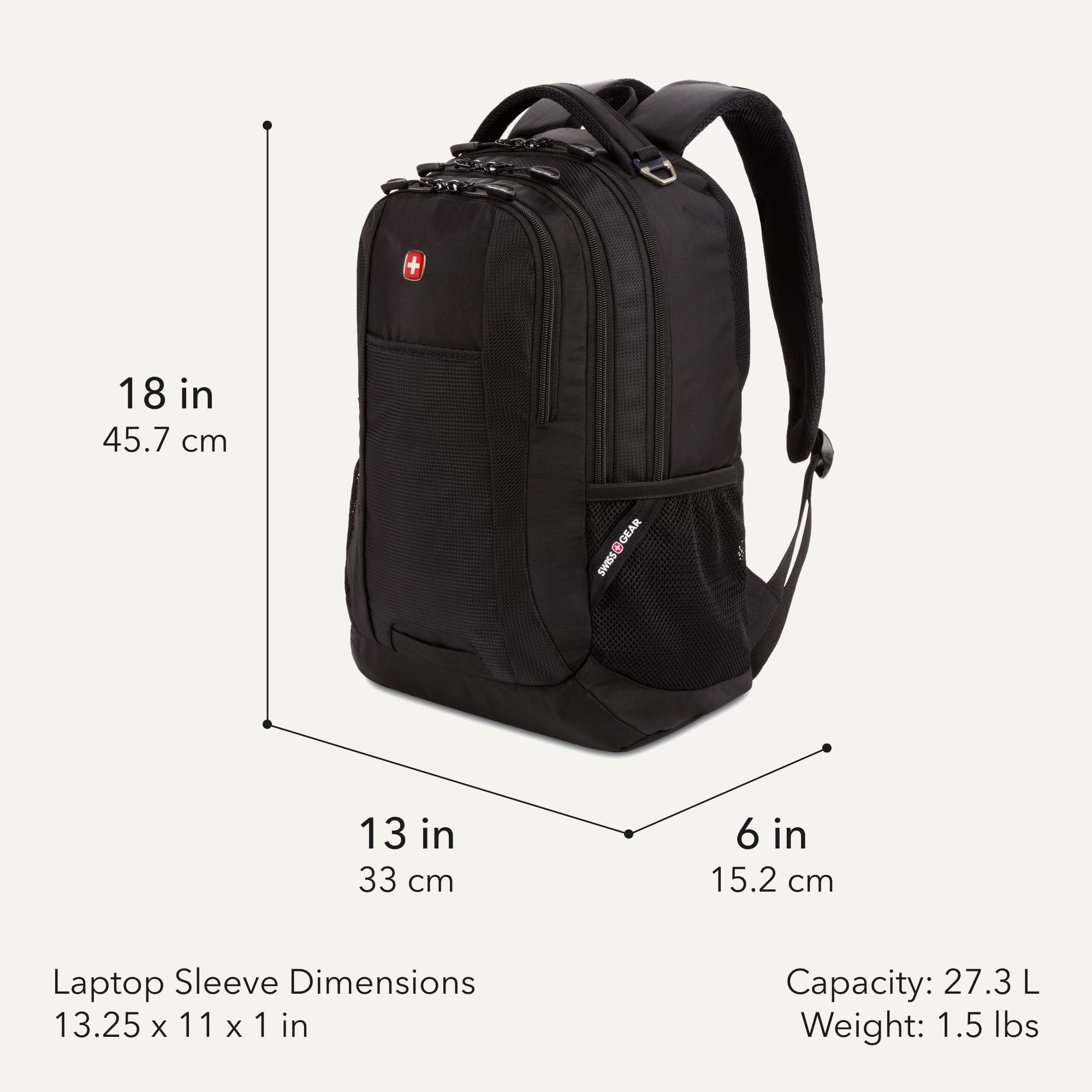 SwissGear Cecil 5505 Zaino per Computer Portatile Unisex Adulto Zaino per Computer Portatile (1-Pack), Nero 1, 18", Cecil 5505 Zaino per laptop da 16 pollici