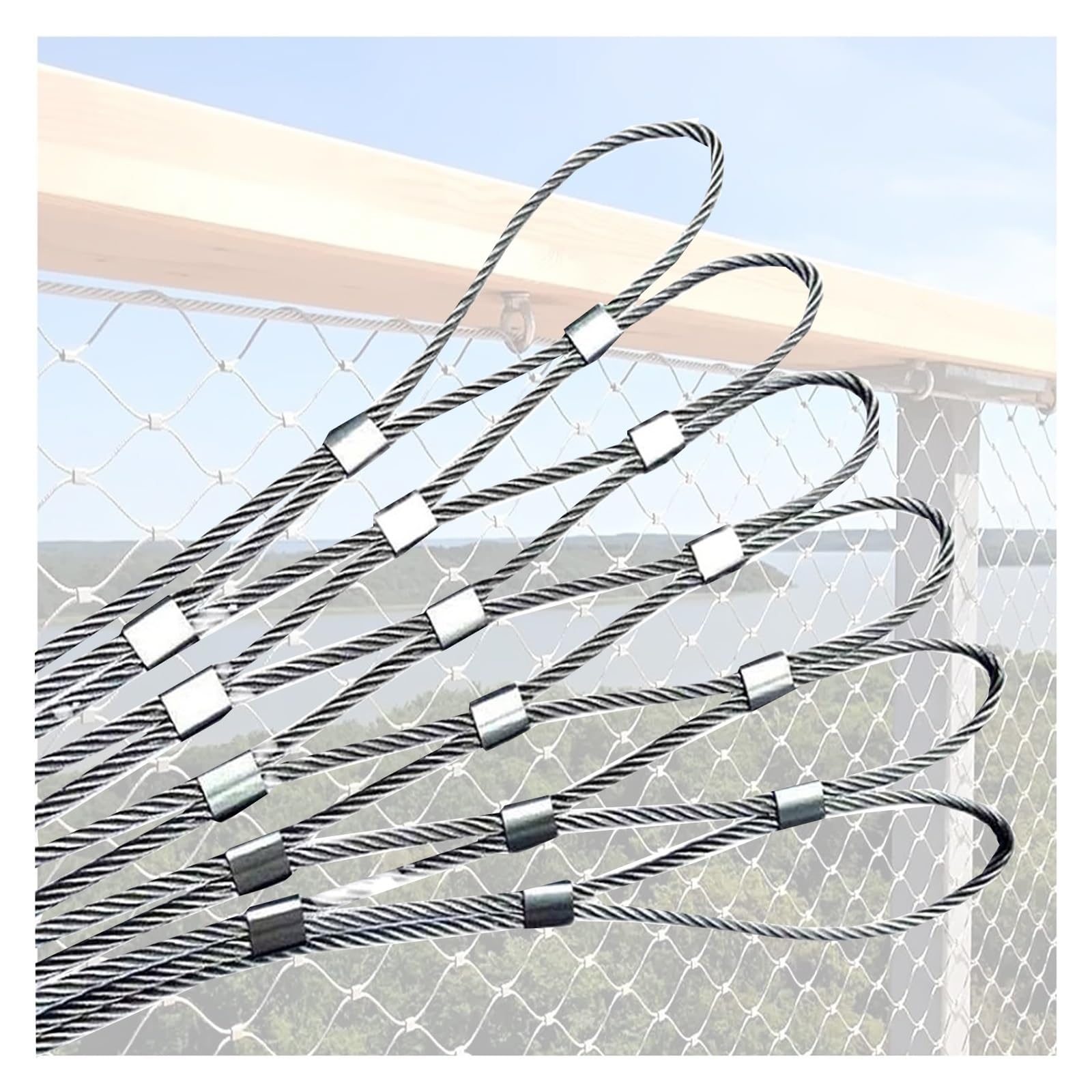 ZBBGTJK 304 Stainless Steel Flexible Rope Net 1.5x5m Balcony Railing Mesh Wire Garden Safety Netting 6cm 1.5mm for Outdoor Use