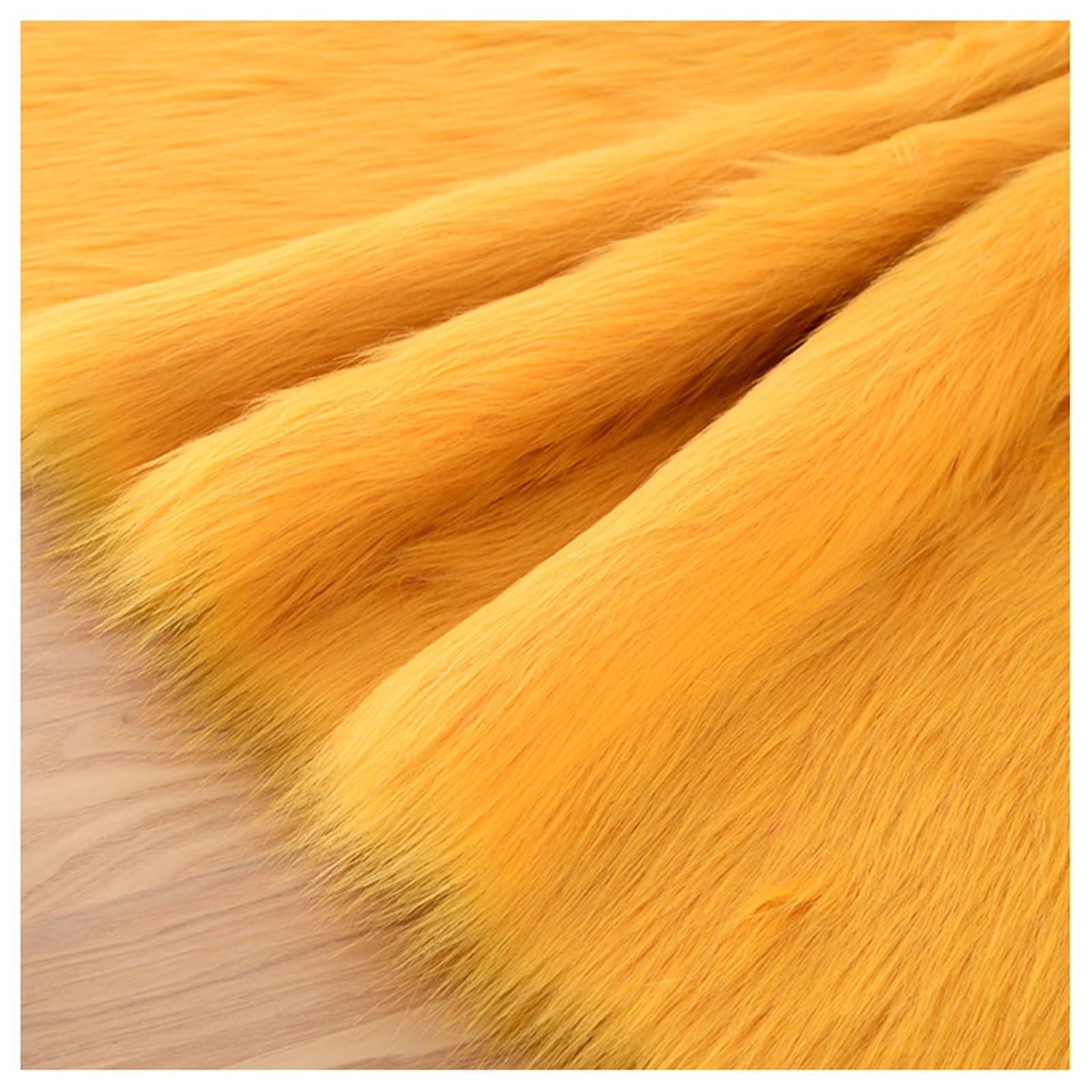Aitaf Dark Yellow Long Pile Faux Fur Fabric, Fluffy Decorative Fake Fur Material, 5Cm Soft Plush Faux Imitation Fur Material For Fancy Dressed, Costume, Cosplay, Gnome Beards, Art Crafts, Fursuit, 50X50cm(Color:dark Ye