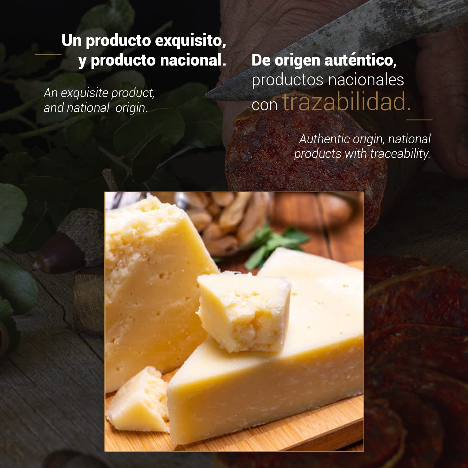 La Nevera Española - Lote de Jamón la Joya Extremeña, Chorizo y Salchichón Finca Jarallana, Cuña de Queso de Oveja y Delantal - Pack de Productos Nacionales