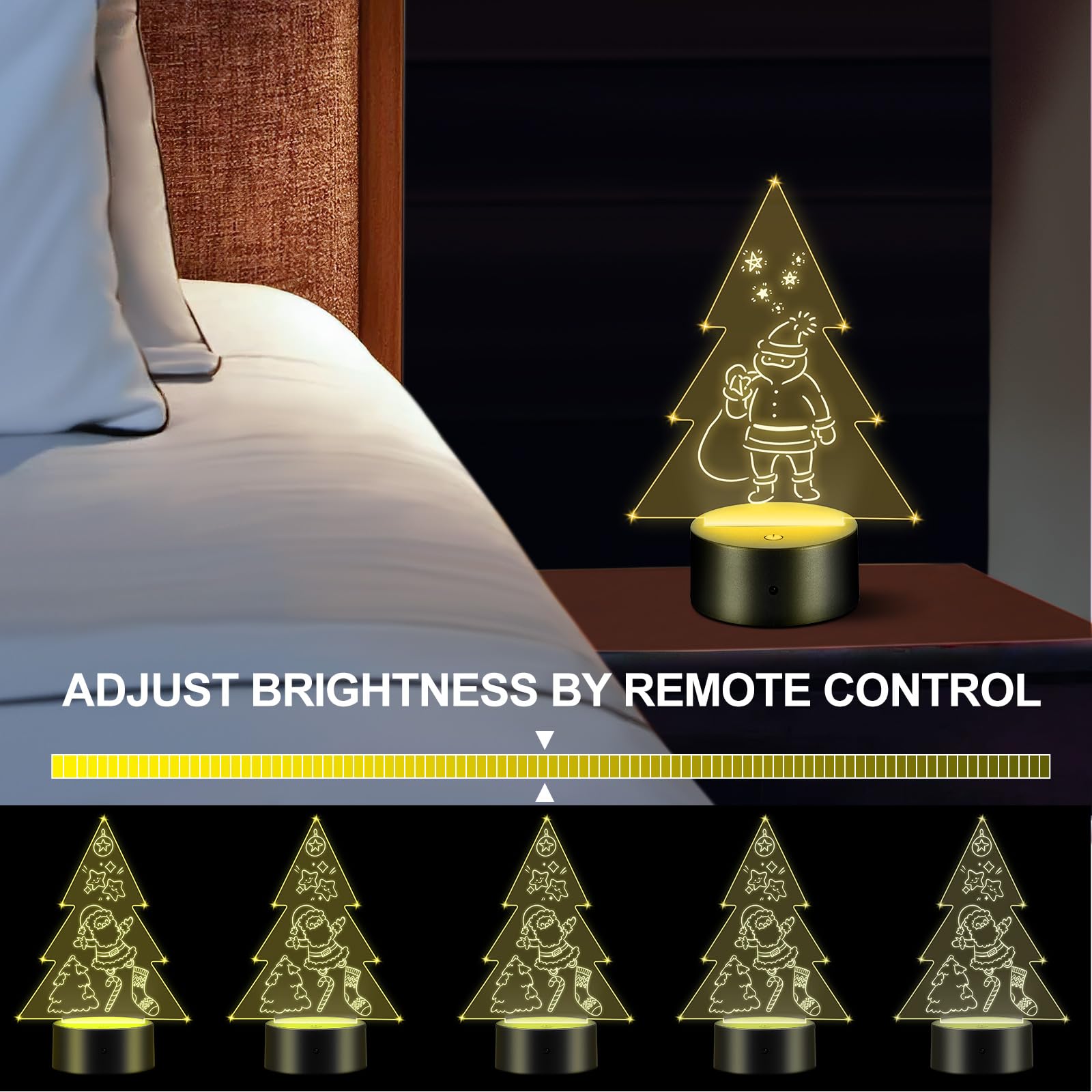 10 Pz LED Night Light 3D Colorato Telecomando Luce Smart Touch Telecomando Night Light Portatile Interruttore Base Adatto per Corridoio Camera Da Letto Bagno Soggiorno (Tipo di albero di Natale)