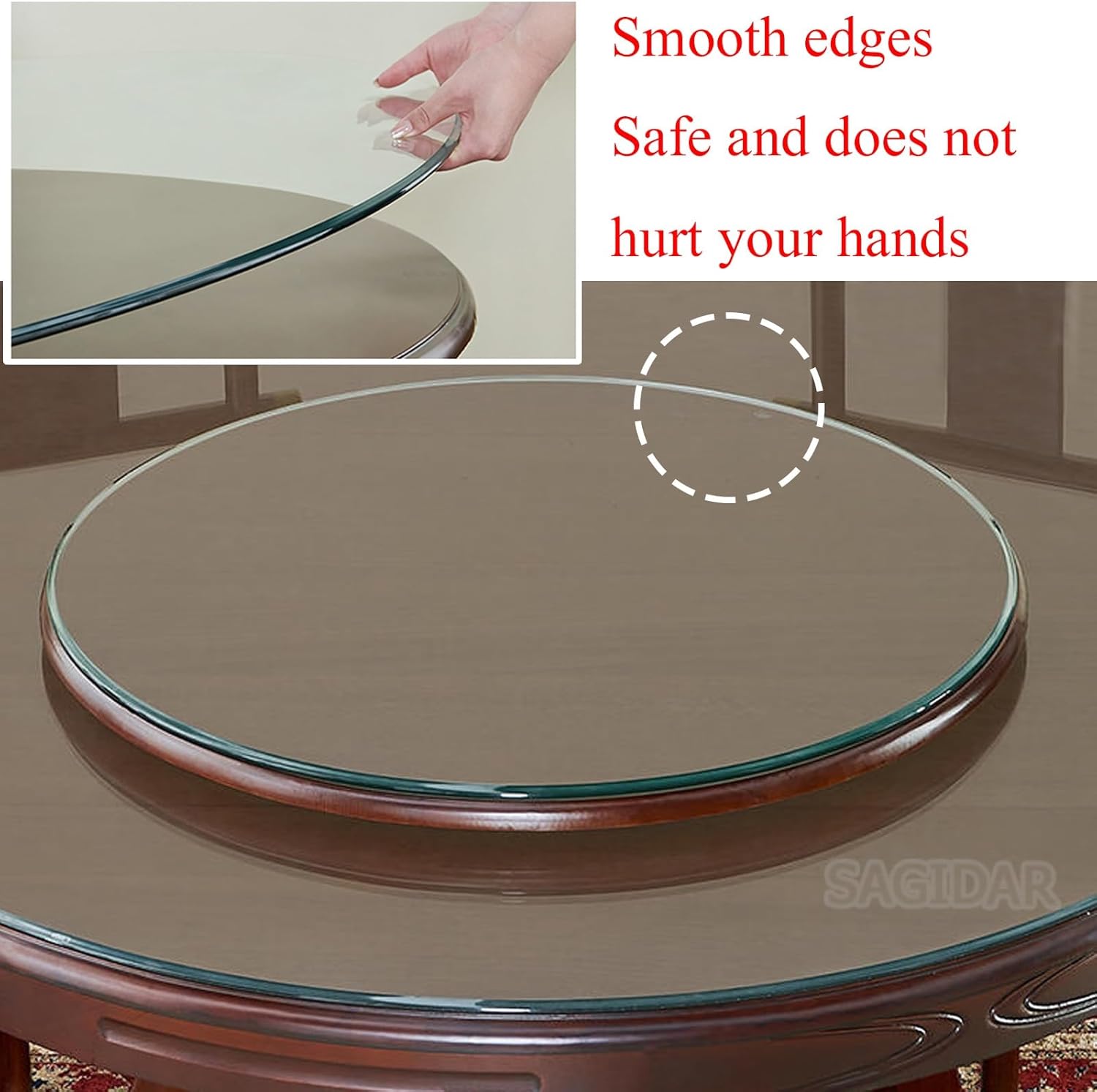 Glass Table Top Tempered Glass, Clear Plate Glass 7mm Thick, Diameter 38cm 50cm 75cm 90cm, Round Glass Table Top Polished Edges, Scratch-resistant And Durable, Kitchen Dining Table Top(1000mm)