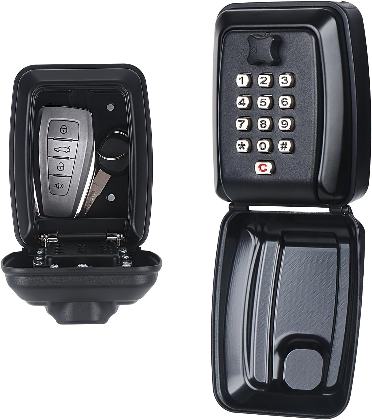 Key Lock Box, Sturdy Waterproof Wall Mount Lock Box for Keys, 12-Digit Push-Button Combination Lockbox, Large Capacity Security Key Hiders for Outdoor, Home, Garage, Office, Warehouse