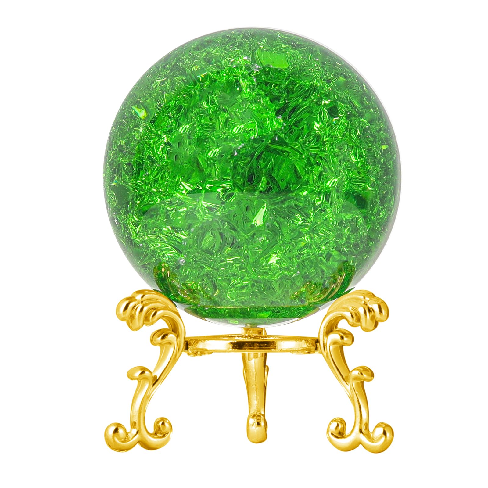 Boule de cristal craquelée 60 mm vert crée une ambiance zen au salon