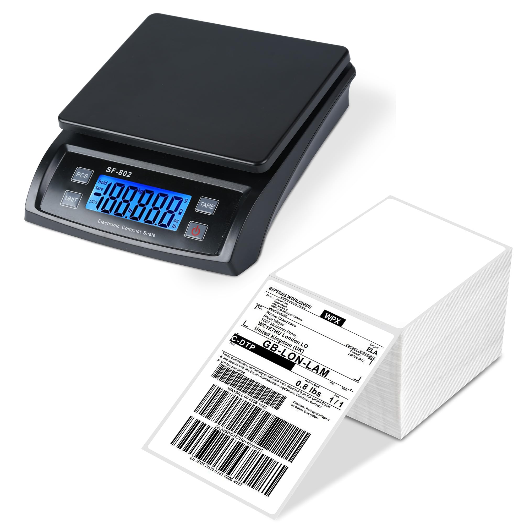 Shipping Postal Scale, with 4x6 Direct Thermal Shipping Label, Fan-Fold Sticker Labels 500pcs
