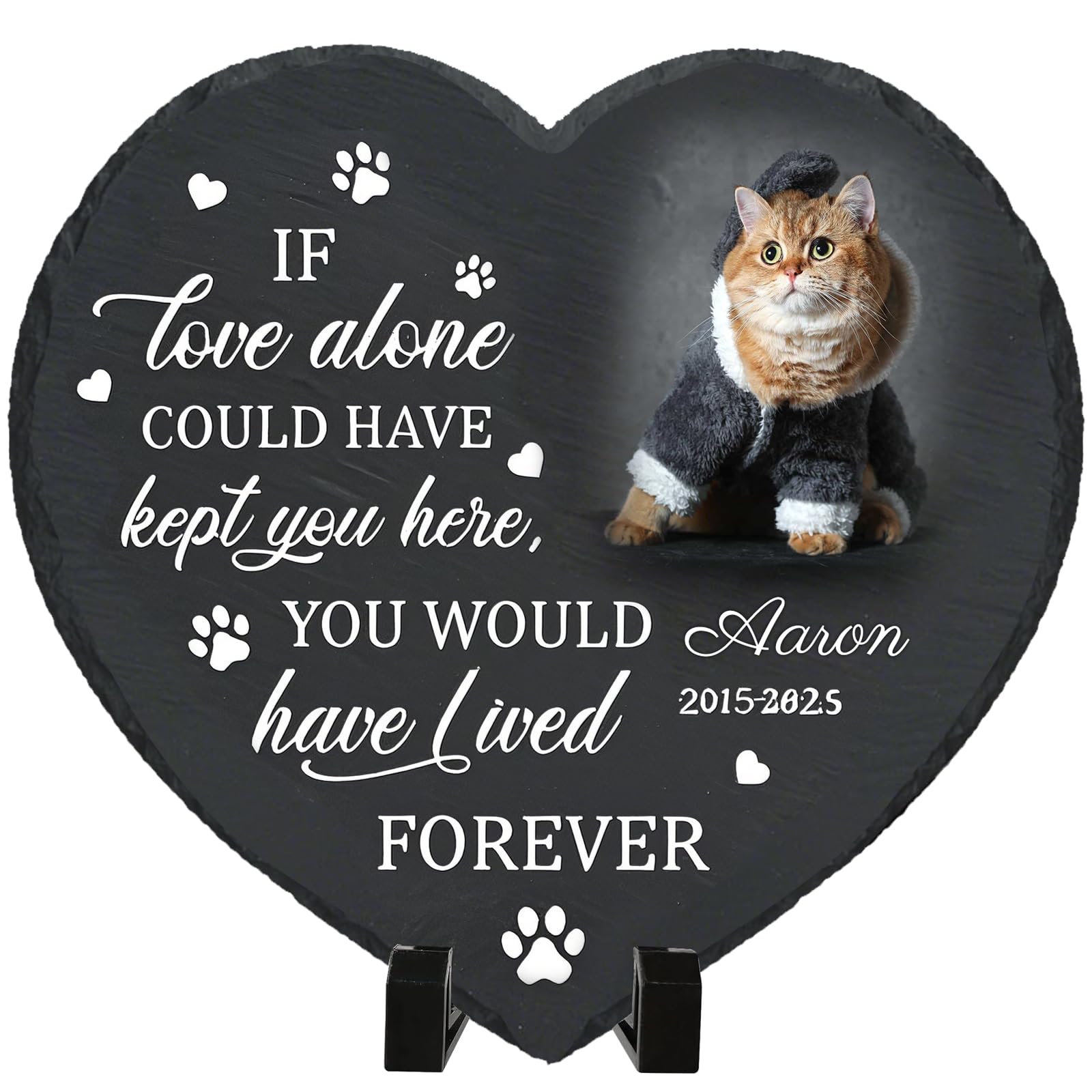 Umitive Personalised Cat Memorial Stone - Custom Engraved Pet Grave Stone for Garden, Heartfelt Cat Memorial Gift, Pet Loss Gifts for Cat Lovers, Unique Pet Memorial Plaque (Style D)