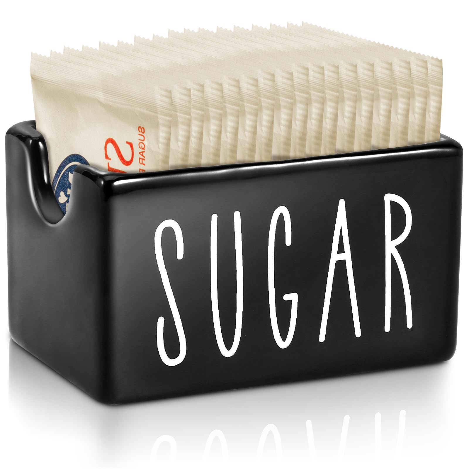 Ceramic Sugar Packet Holder, Sugar Packets Caddy for Coffee Bar, Sugar Packet Container Sugar Packets Dispenser Sugar Packet Organizer for Table, Office, Hotel, Restaurant