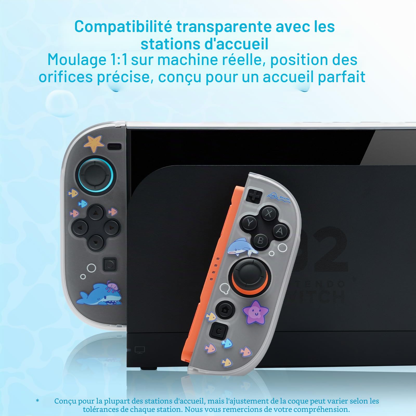 GeekShare Étui mince compatible avec Switch 2, protection contre les chocs et anti-rayures en plastique rigide pour console de jeu Switch 2 - Shark Party