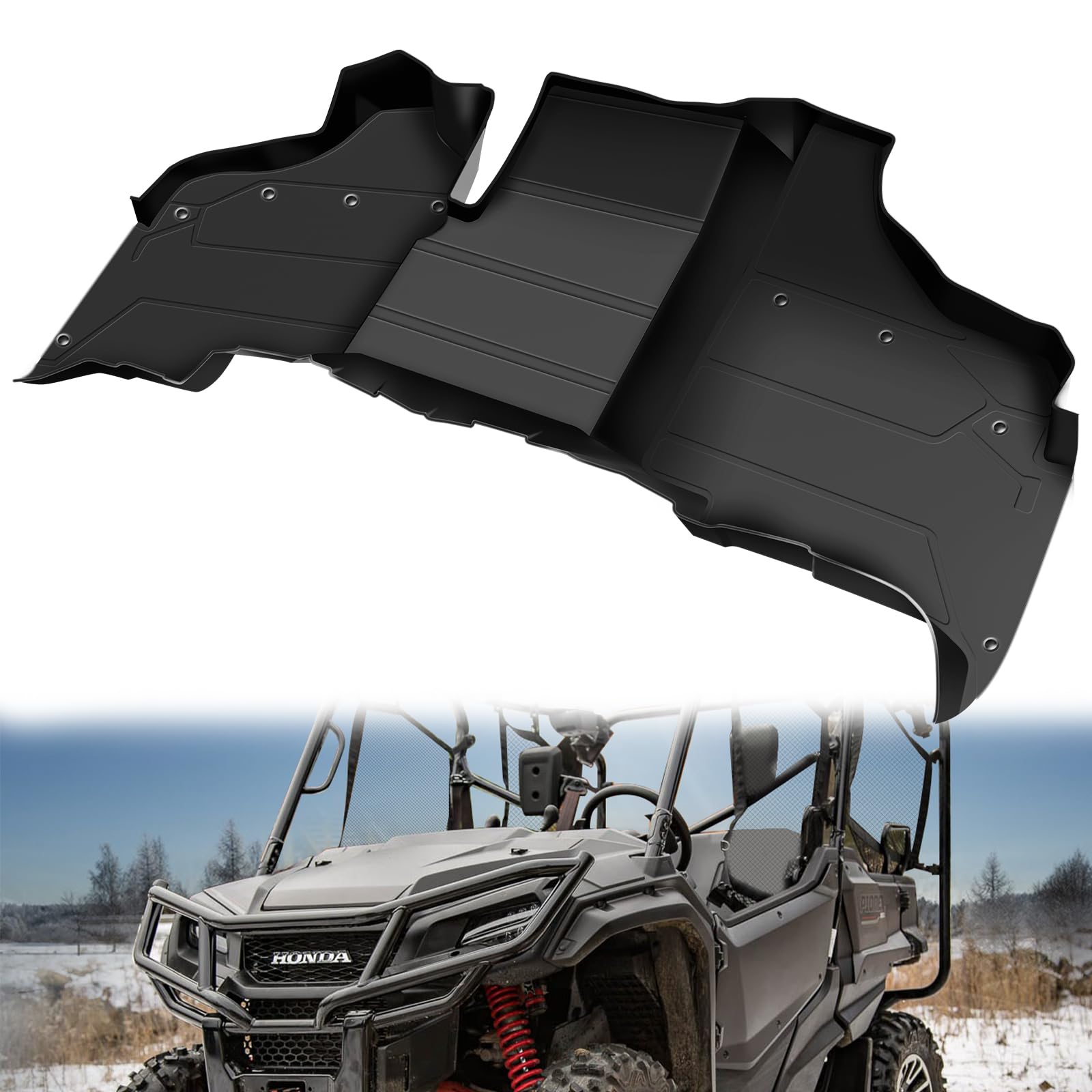 Front Floor Mats Compatible with 2016-2025 Honda Pioneer 1000 3P 5P 6P Accessories TPE Front Row Floor Slush Liner All Weather Protection Replacement for 0SP63-HL4-101, 0SP63-HL4-102