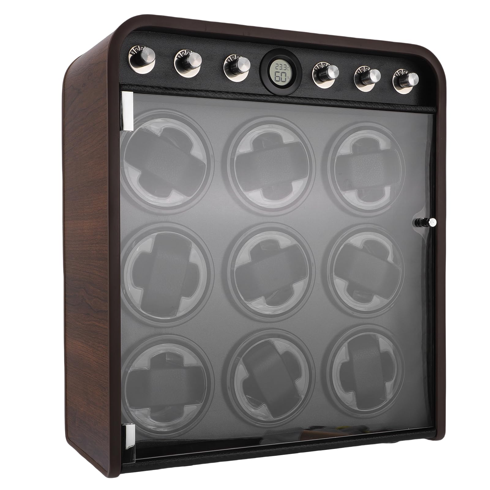 Alomejor Caricaorologi, Funzionamento Silenzioso a 10 DB con Lente Traslucida di Grado Ottico e Sensore di umidità della Temperatura, per Orologi Automatici con Luce LED Bluetooth