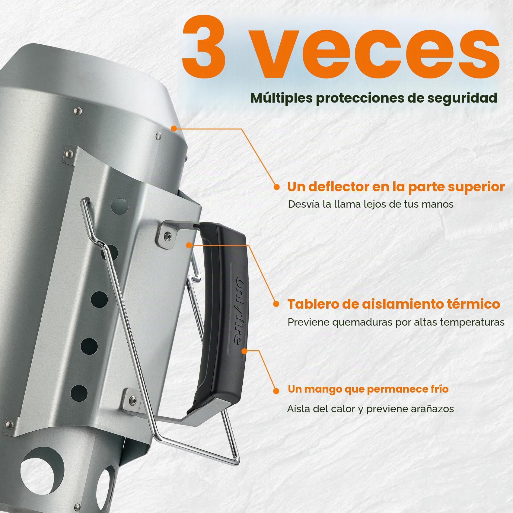 onlyfire Chimenea para Encender Barbacoa, Extra Grande Chimenea Barbacoa 34,5cm de Altura, Ø 19cm Chimenea Redonda para Barbacoa de Carbón, Briquetas, Encendedor Carbon de Acero Galvanizado