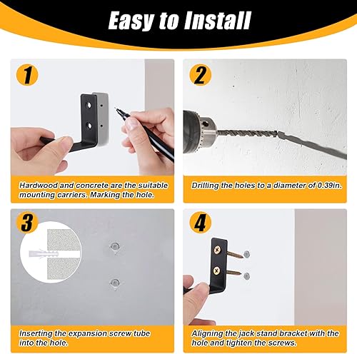 Miniatura 5 de Palksky 4 soportes para gatos organizadores de montaje en pared, soportes para gato de automóvil, estante de almacenamientocolgadorgancho, soporte