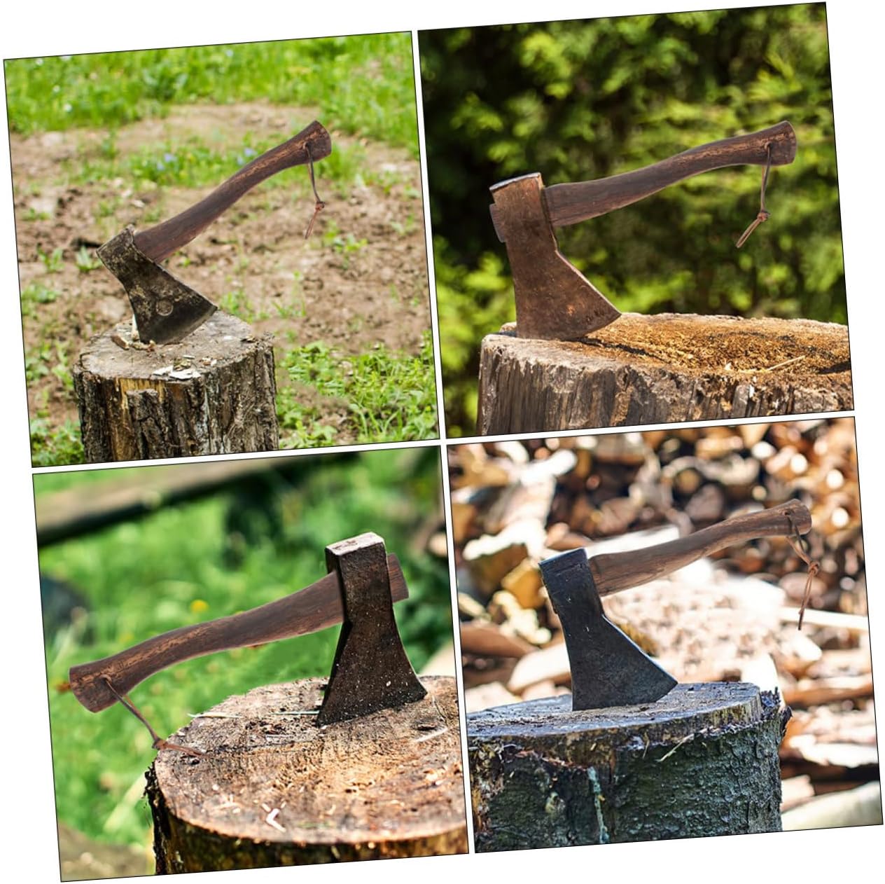 balacoo 6pcs Wooden Axe Grip Axe Handle Replacement Hardwood Handle for Firewood Gardening Hiking Hunting